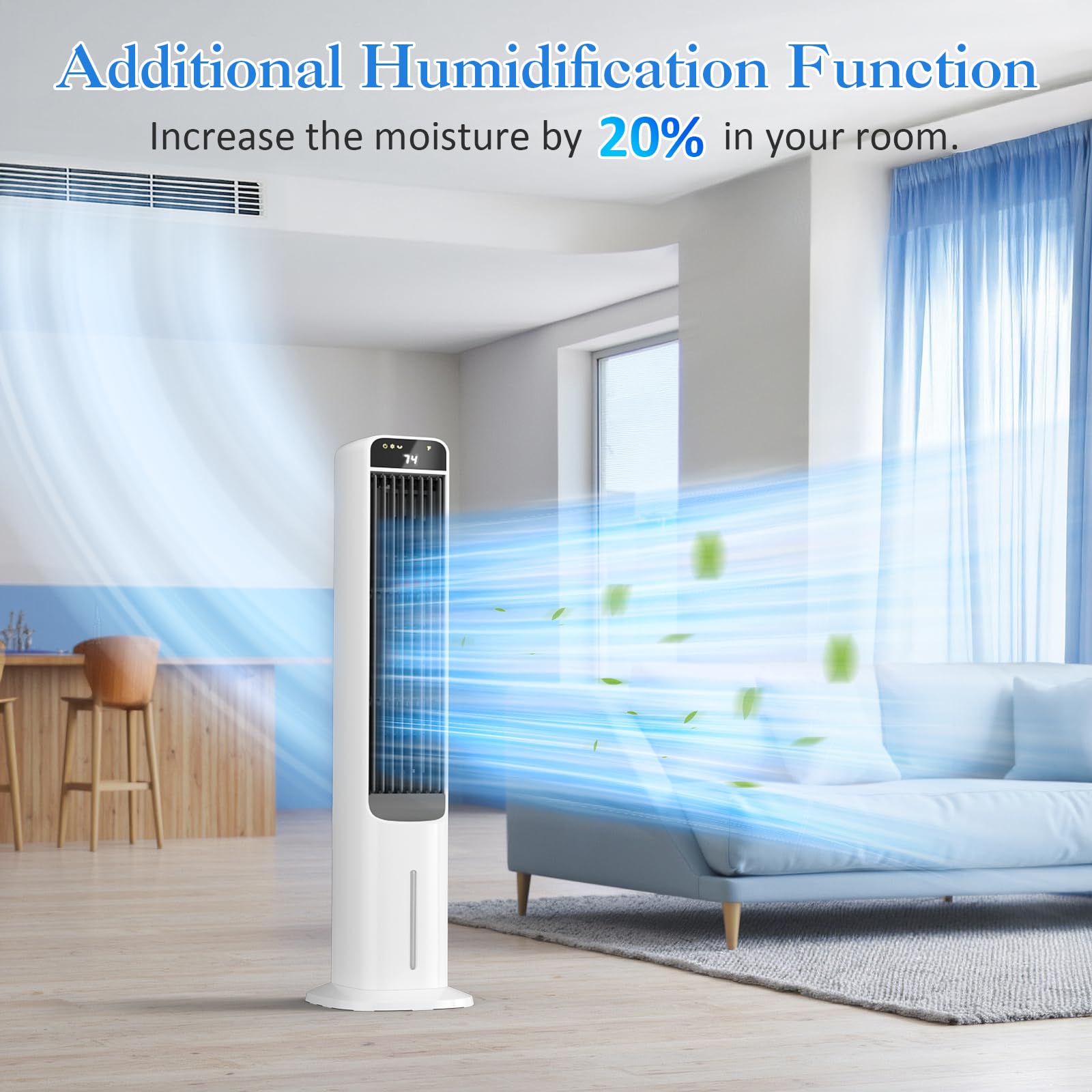 Portable Windowless Air Conditioner With Remote Control, Evaporative Air Cooler With 4 Ice Packs, 12H Timer, 50 Oscillation, 3 S