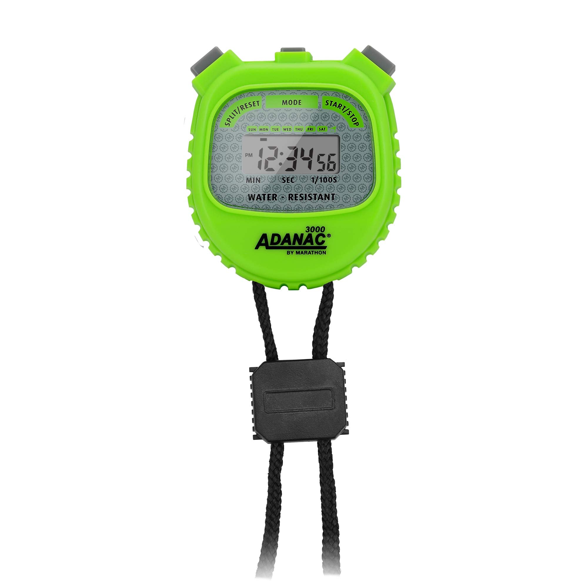 Marathon Adanac 3000 Digital Stopwatch Timer, Neon Green   High Precision Accuracy To 1/100Th Seconds   Water, Dust & Shock Resi