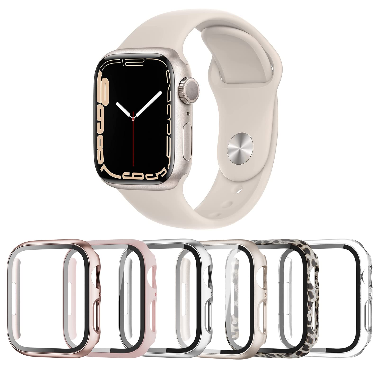 Landhoo 6 Pack Case For Apple Watch Series 3/2/1 38Mm Tempered Glass Screen Protector, Hard Pc Ultra Thin Scratch Resistant Full