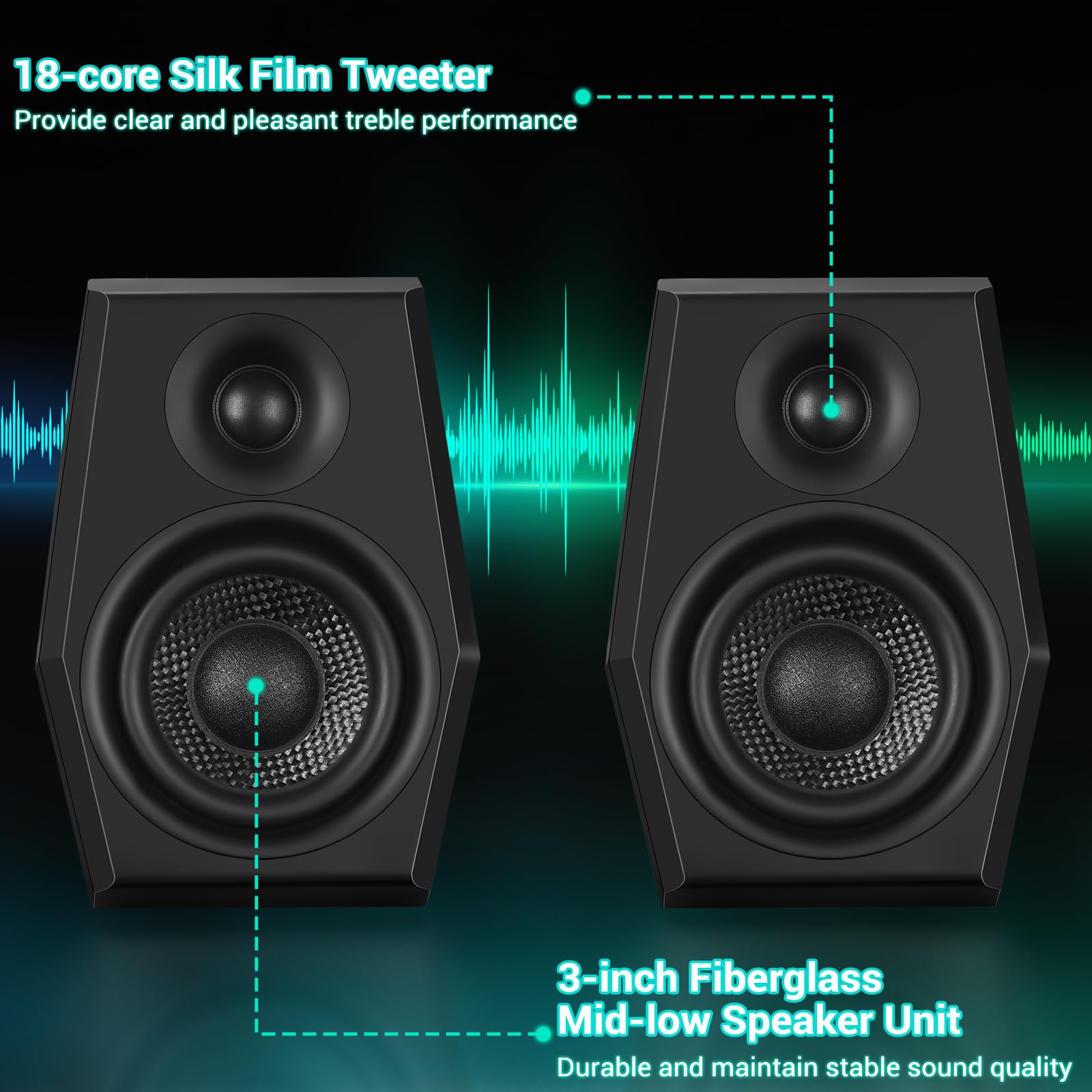 Sanyun Sw209 3'' 36W Computer Gaming Pc Speakers   Built In 24Bit Dac Dynamic 3D Surround Sound   Bluetooth Usb 3.5Mm Aux Inputs