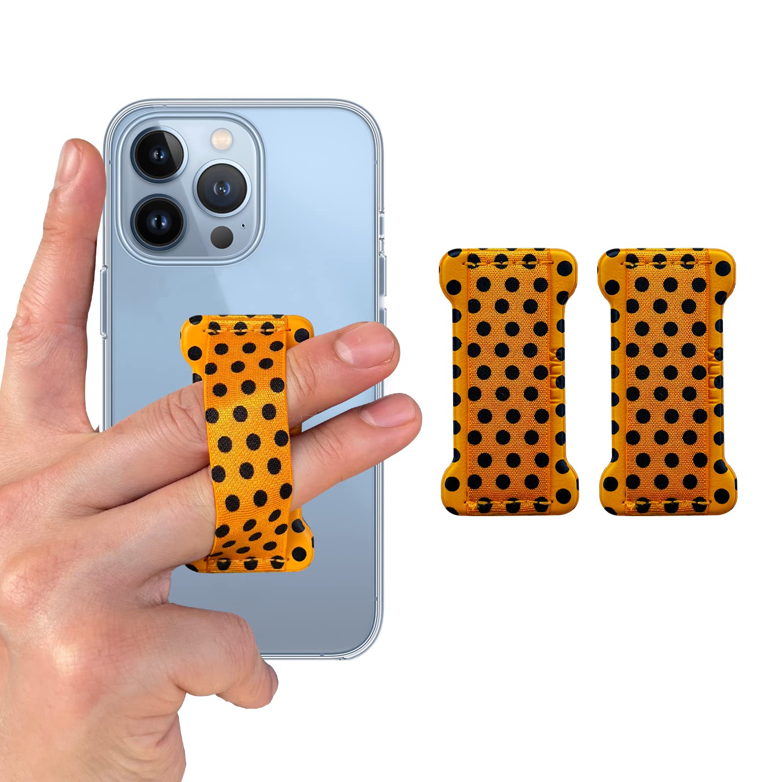 WUOJI Phone Grip Holder for Hand, Universal Finger Strap Phone Holder, Finger Selfie Grip Compatible with Most Smartphones (Blac