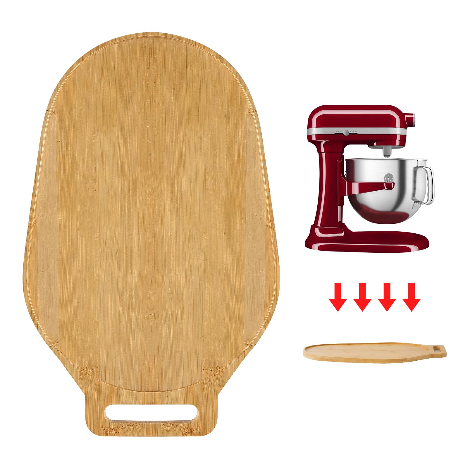 Bamboo Sliding Mat For Kitchenaid Mixer, Mixer Mover Slider Mat Pad Compatible With Kitchenaid Bowl Lift 5 8 Qt Stand Mixer,Kitc