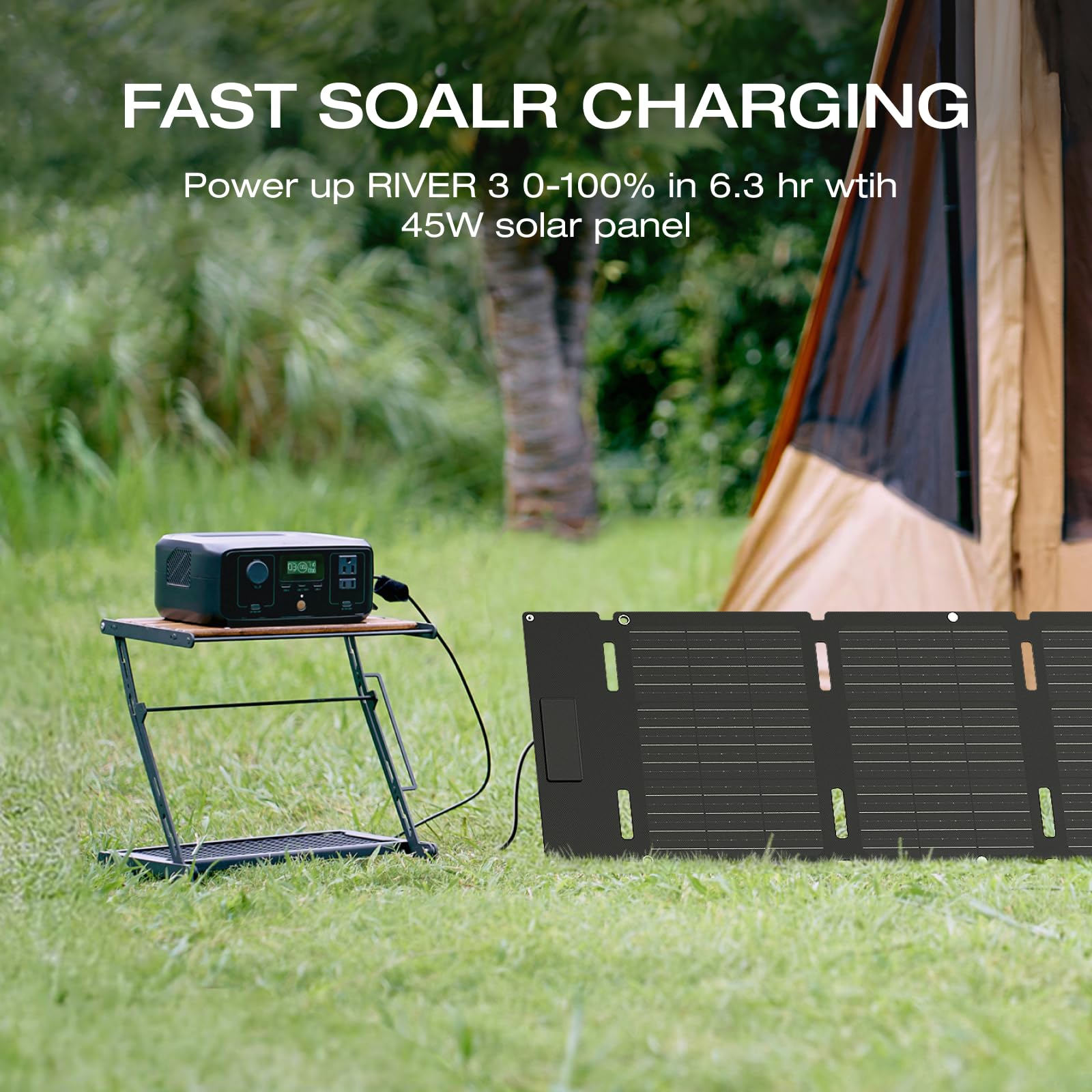 Ef Ecoflow Solar Generator River 3 With 45W Solar Panel, 245Wh Portable Power Station Lifepo4 Battery, 300W Up To 600W Ac Output