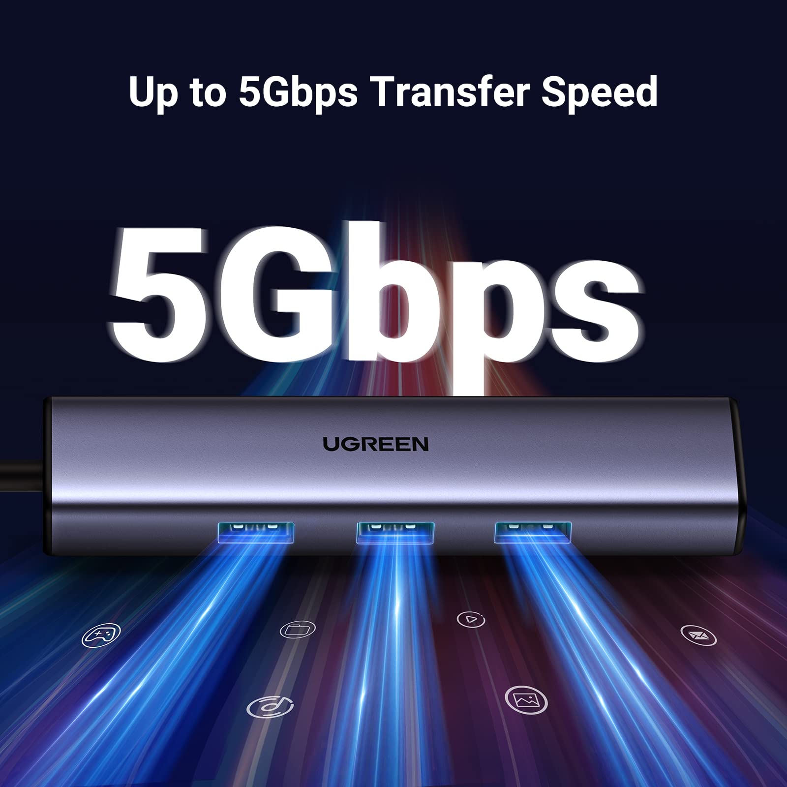 Ugreen Usb C To Ethernet Adapter, 4 In 1 Usb C Hub Ethernet With 3 Usb 3.0 Ports/Gigabit Rj45, Plug & Play, Thunderbolt (3/4) To