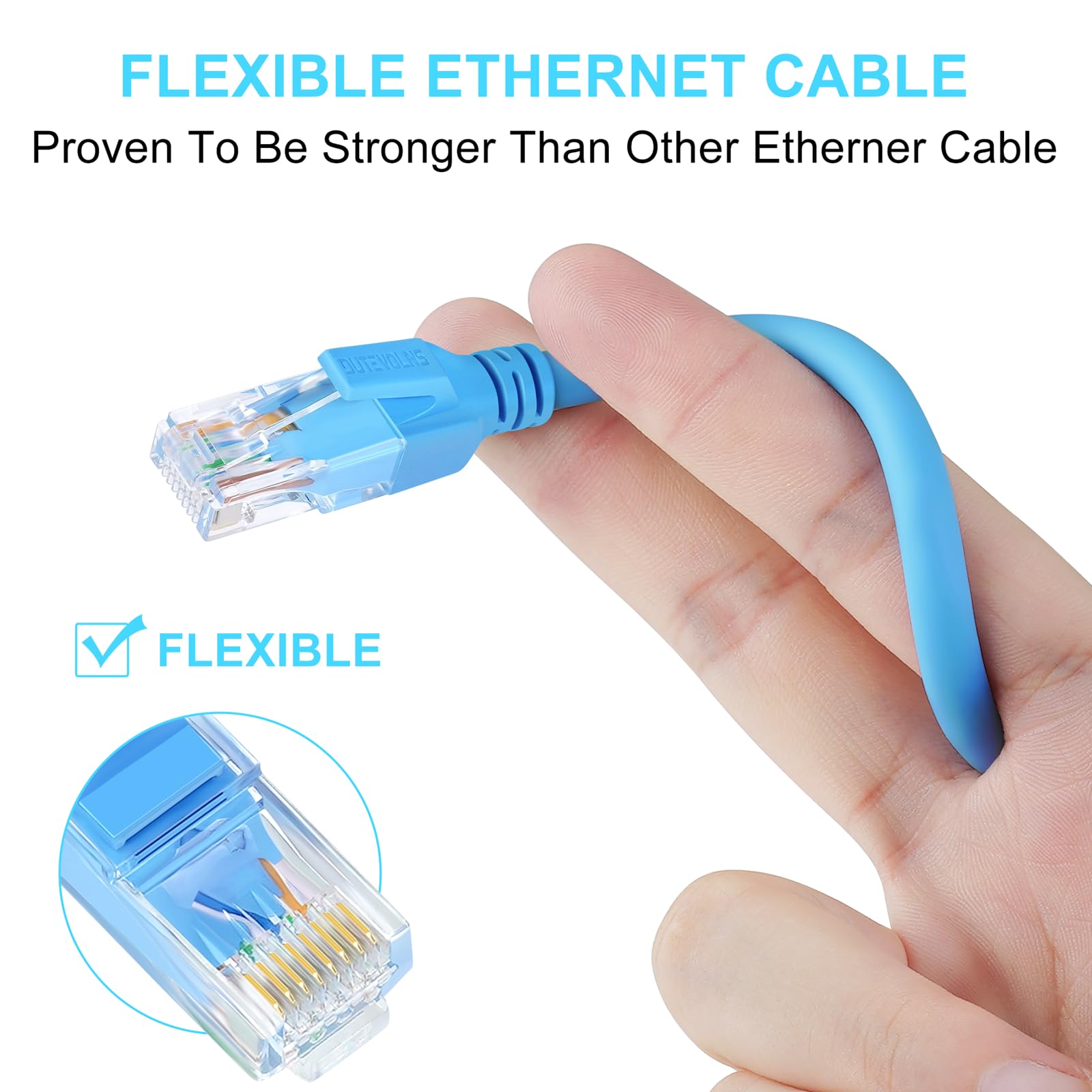 Dutevolns Ligiud Silicone Cat 6 Ethernet Cable 10 Feet, Ultra Flexible Cat 6A Rj45 Cable, Soft Gigabit Lan Cord For Mac, Pc, Rou