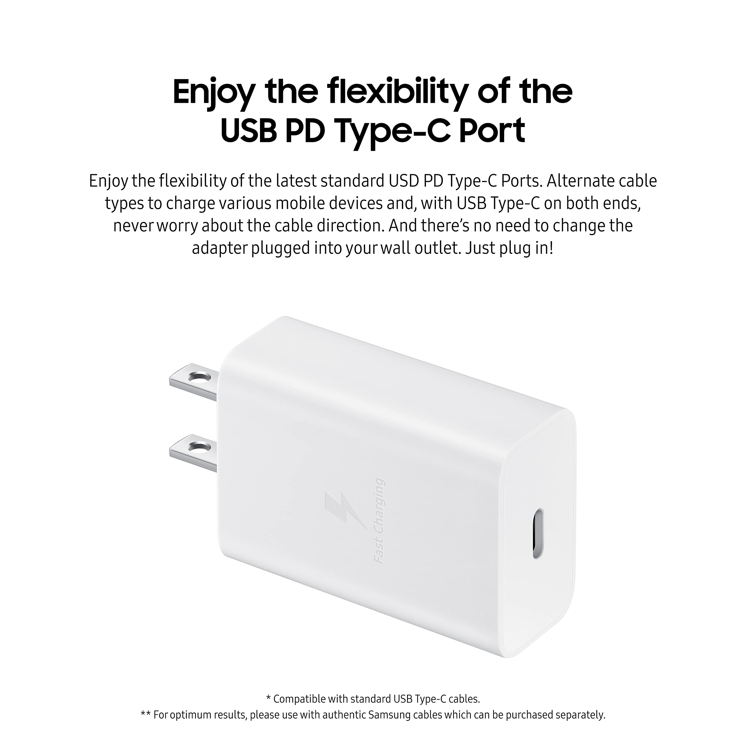 Samsung 15W Wall Charger Type C Only (Cable Not Included), White