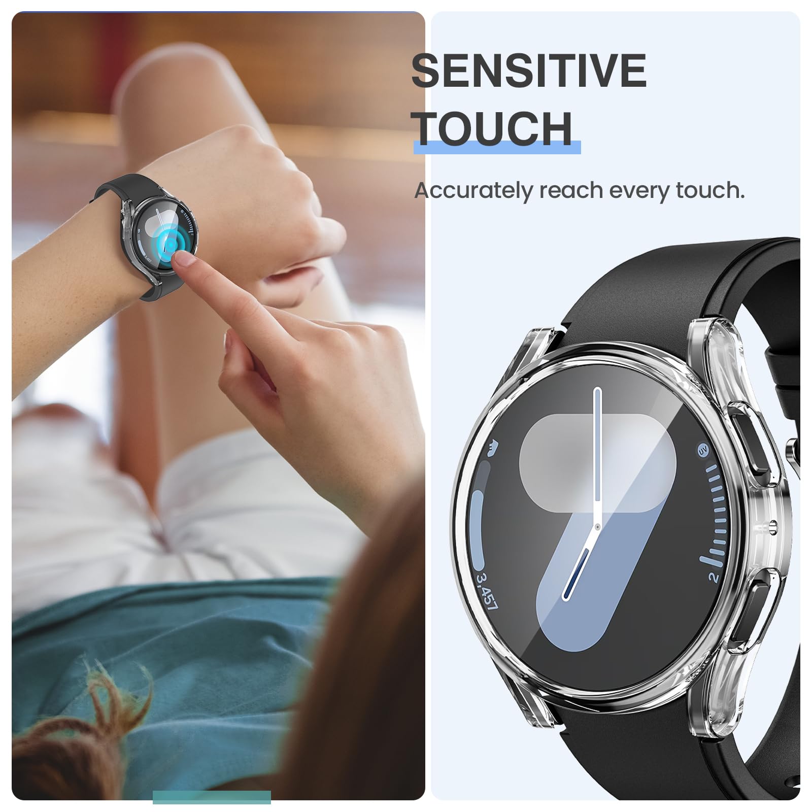 Tensea [2Pack] For Samsung Galaxy Watch 7 2024 Screen Protector Case 44Mm Accessories, Protective Face Cover For 44 Mm, Hard Bum