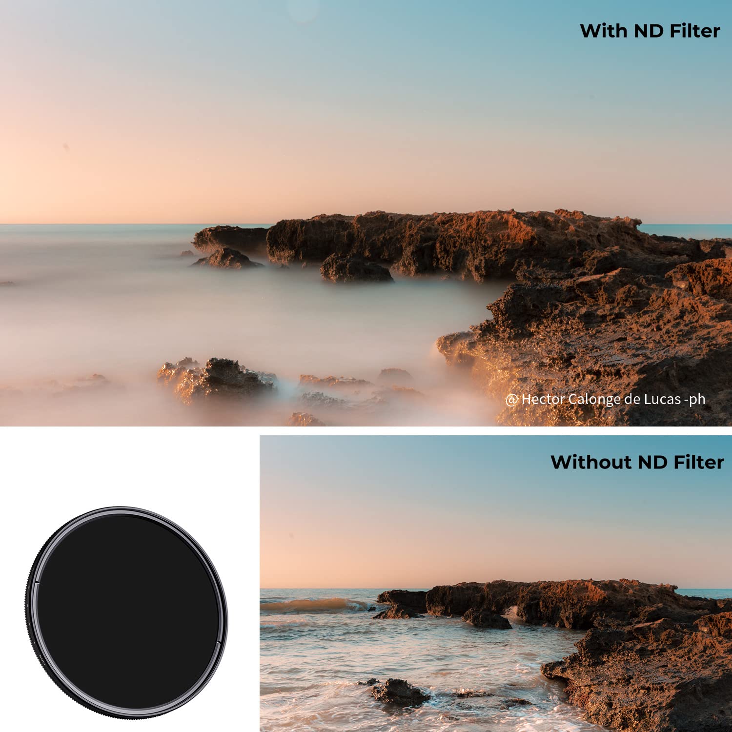 K&F Concept 72Mm Variable Nd2 400 (1 9 Stops) Nd Lens Filter + Tpu Filter Cap Adjustable Neutral Density Filter With 18 Multi Co