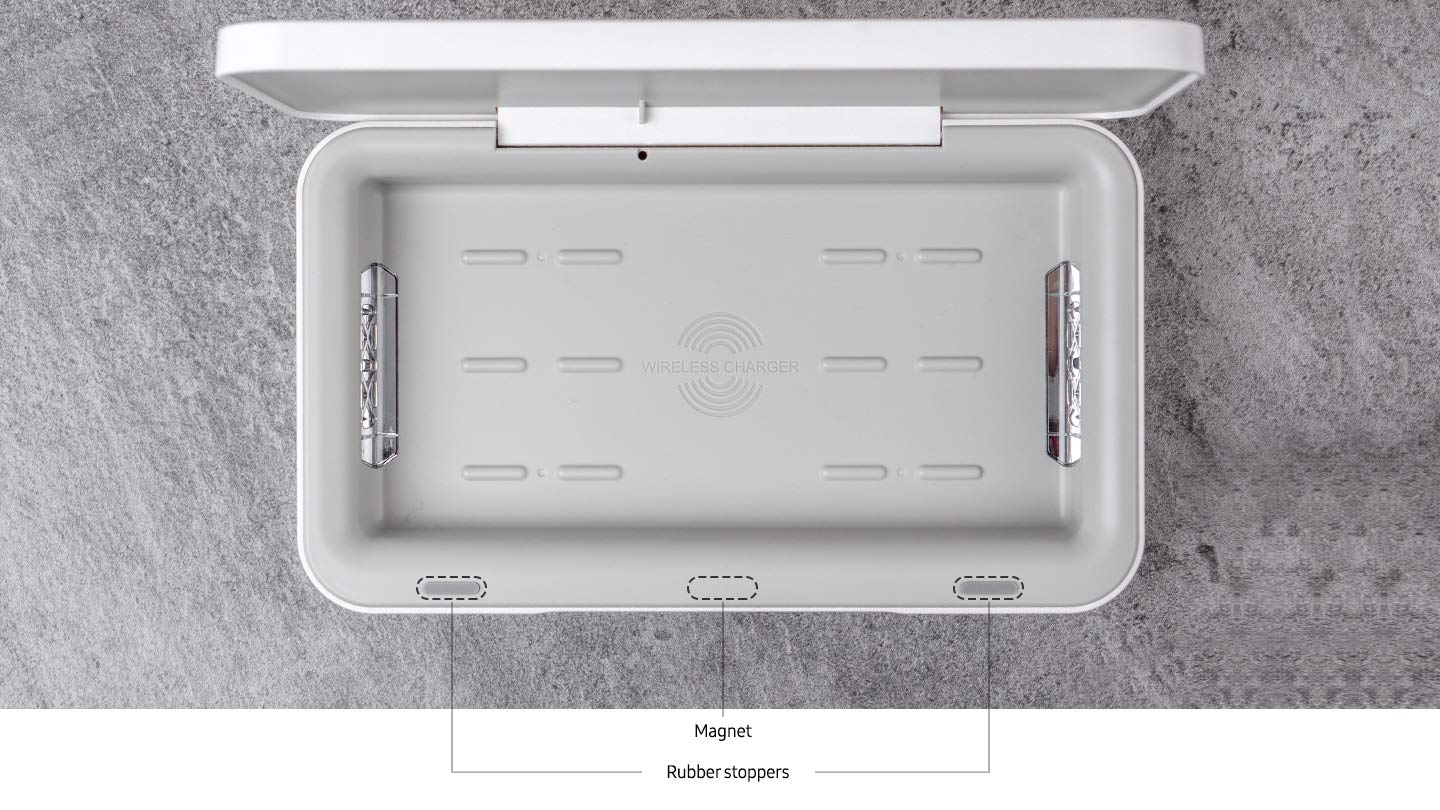 Samsung Qi Wireless Charger & UV Sanitizer - White, US Version, Fast Charging, Compatible with All Qi-Enabled Devices