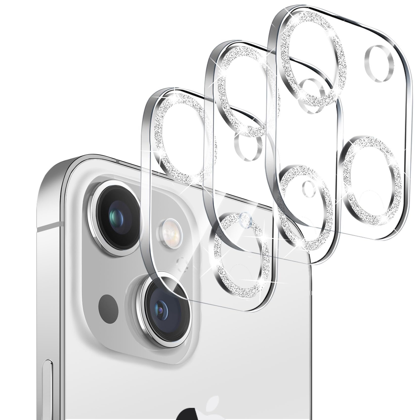 ?3 Pack?Dengduoduo Tempered Glass Camera Lens Protector For Iphone 14 6.1'' & Iphone 14 Plus 6.7'', Glitter Bling Diamond, Ultra
