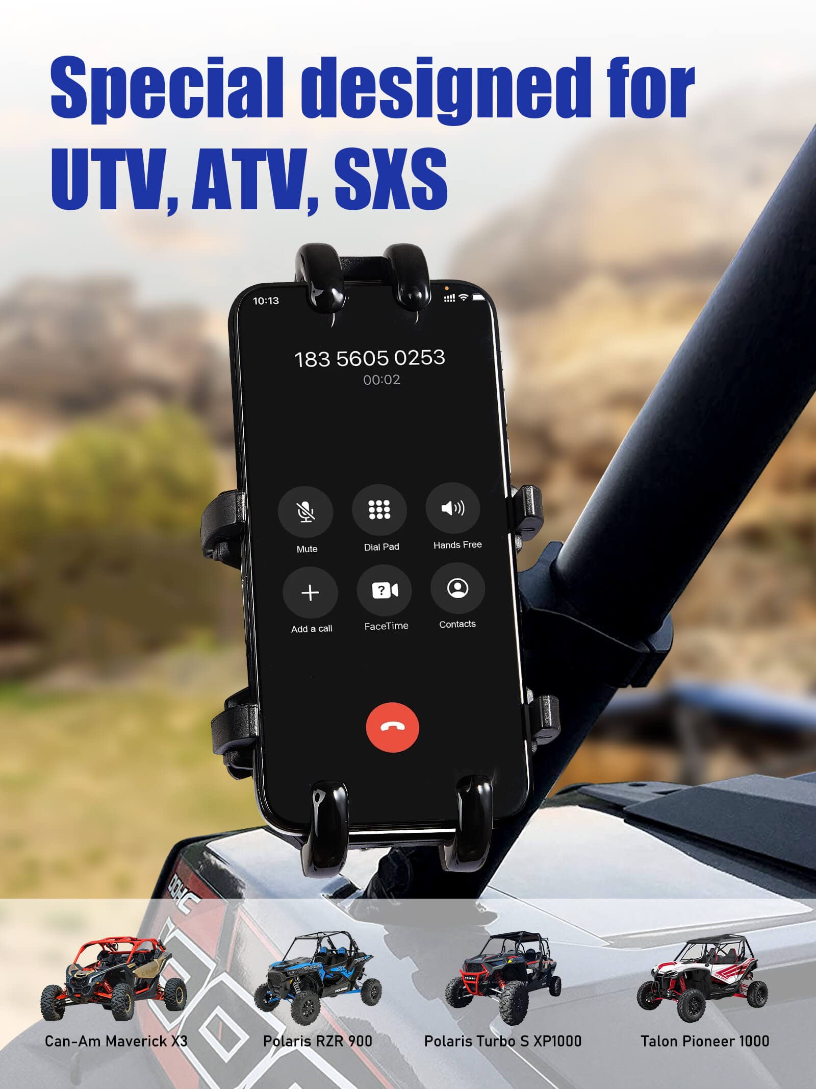 Zidiyoruo Utv Phone Holder, Aluminum Alloy Heavy Duty Cell Phone Mount For Utv/Sxs,360 Adjustable Mounting Bracket Fits 1.75