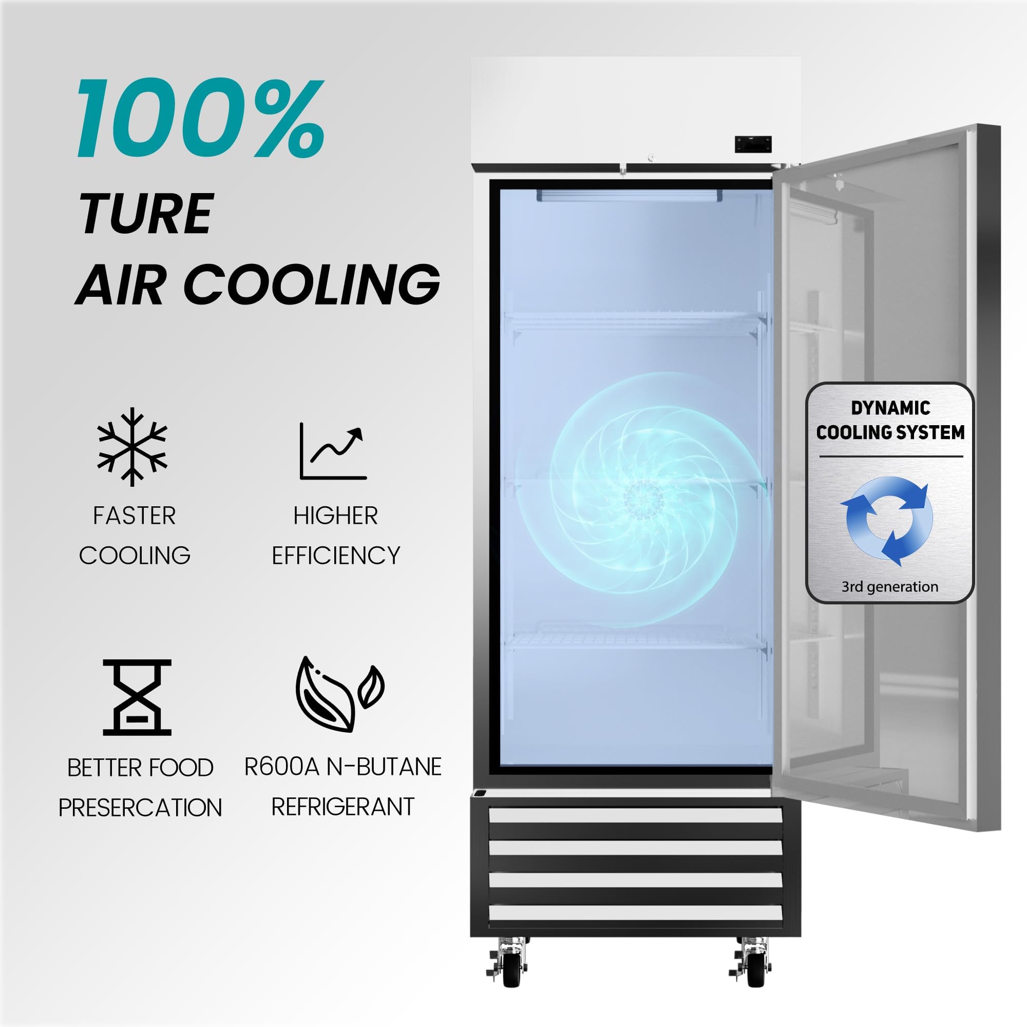Kichking 27 '' W Dynamic Cooling Commercial Refrigerator 23 Cu. Ft Omnismart Temperature Control 33?~41? Stainless Steel Reach-I