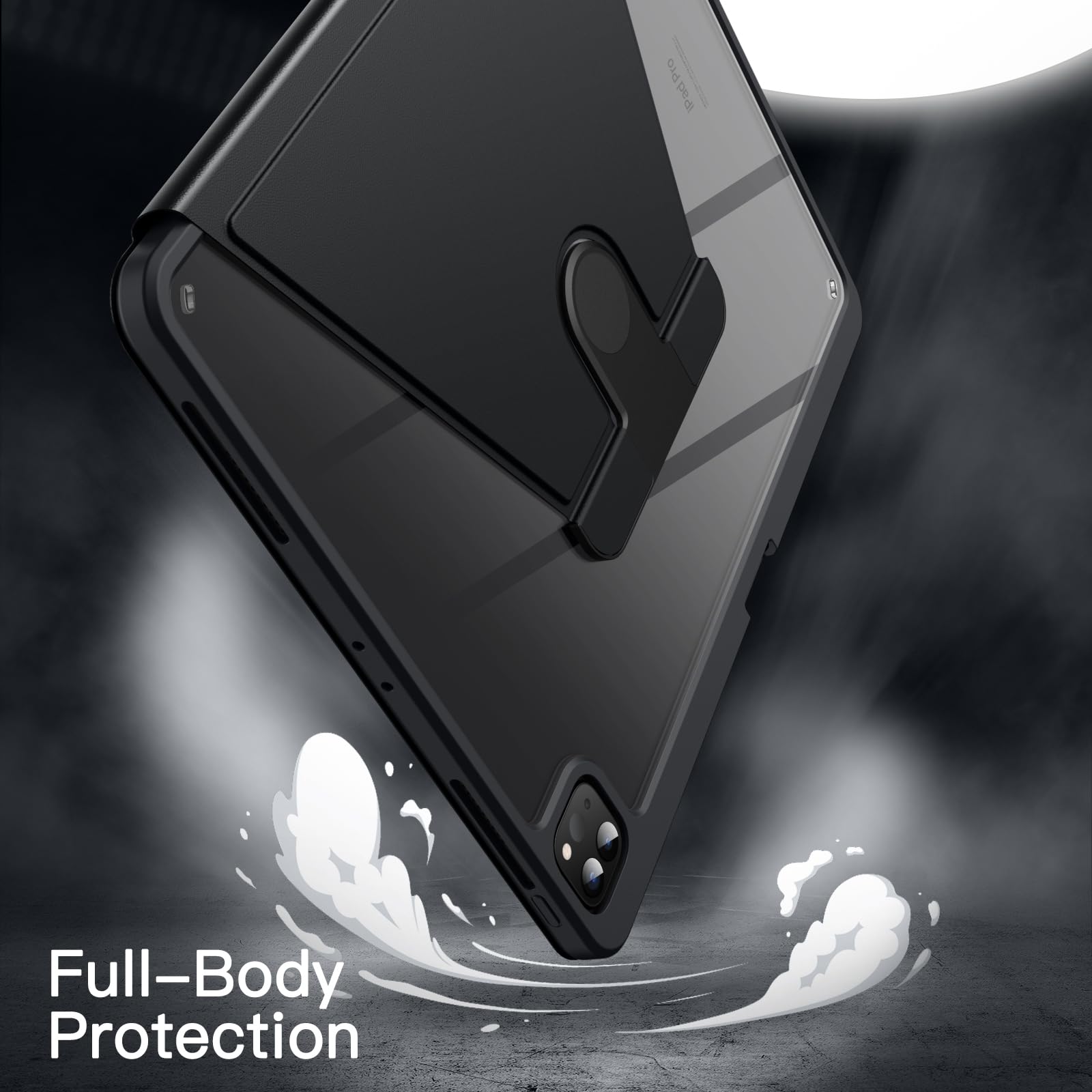 Jetech Rotating Case For Ipad Pro 12.9-Inch (2022/2021/2020/2018) With Pencil Holder, 360 Degree Rotation Protective Stand Cover