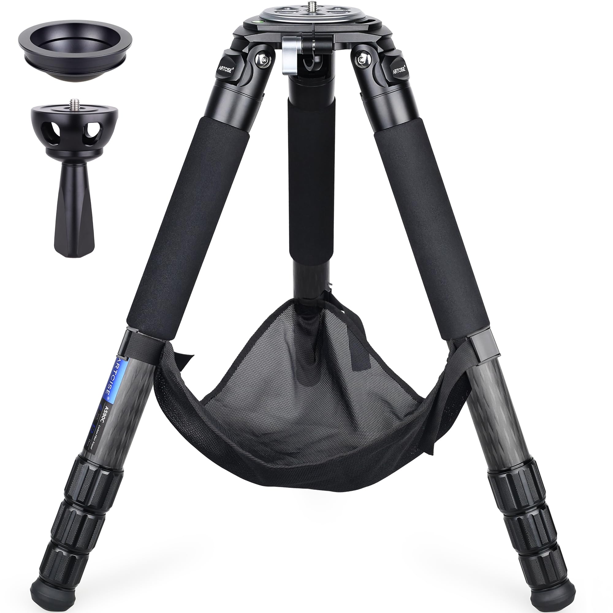 Carbon Fiber Tripod Heavy Duty Bowl Tripod Artcise As90C Camera Tripod Ultra Stable Carbon Tripod Stand With 75Mm Bowl And Adapter 10 Layers Carbon Fiber 40Mm Leg Tube Max Load 88 Lbs/40Kg