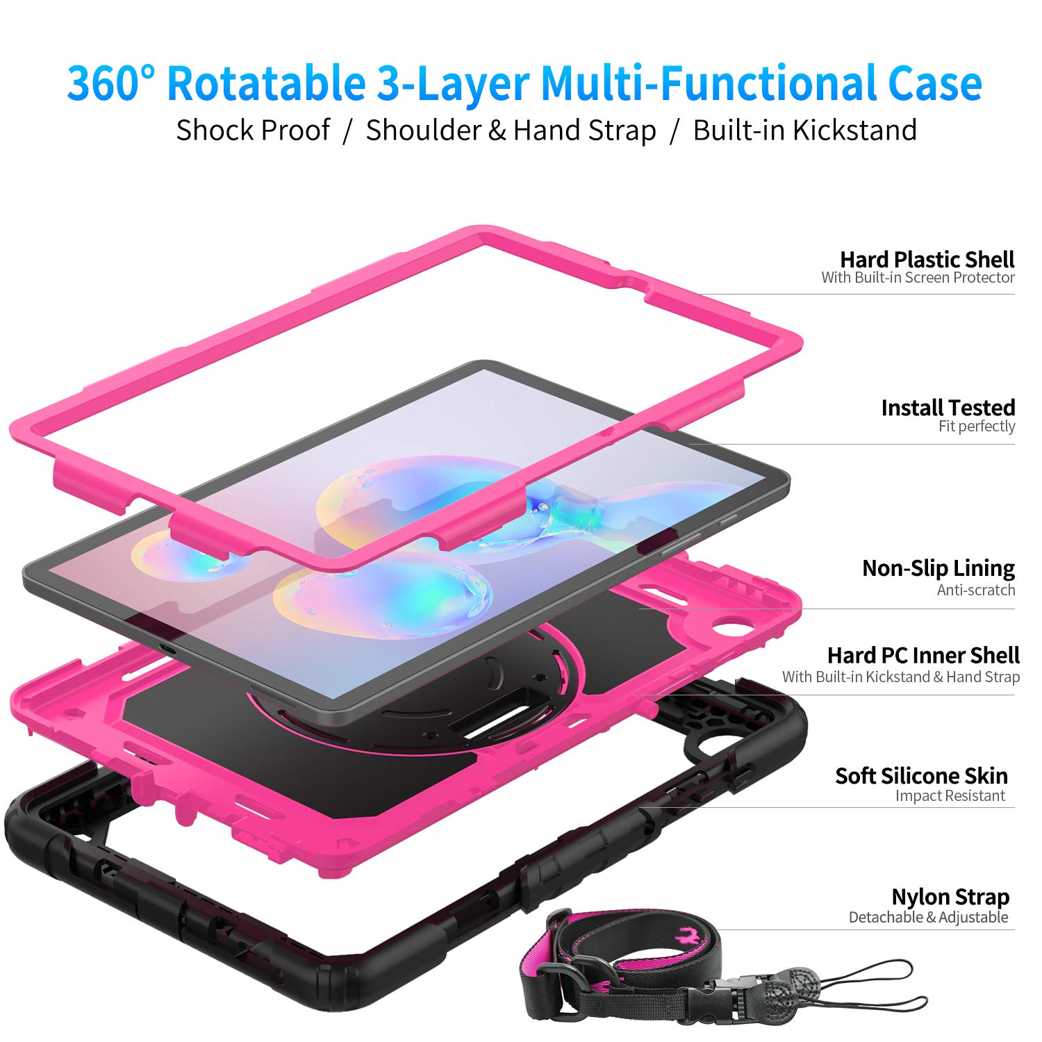 Timecity Case For Samsung Galaxy Tab S6 Lite 10.4'' 2024/2022/2020, Kids Case With Pen Holder Built In Screen Protector&360 Degr