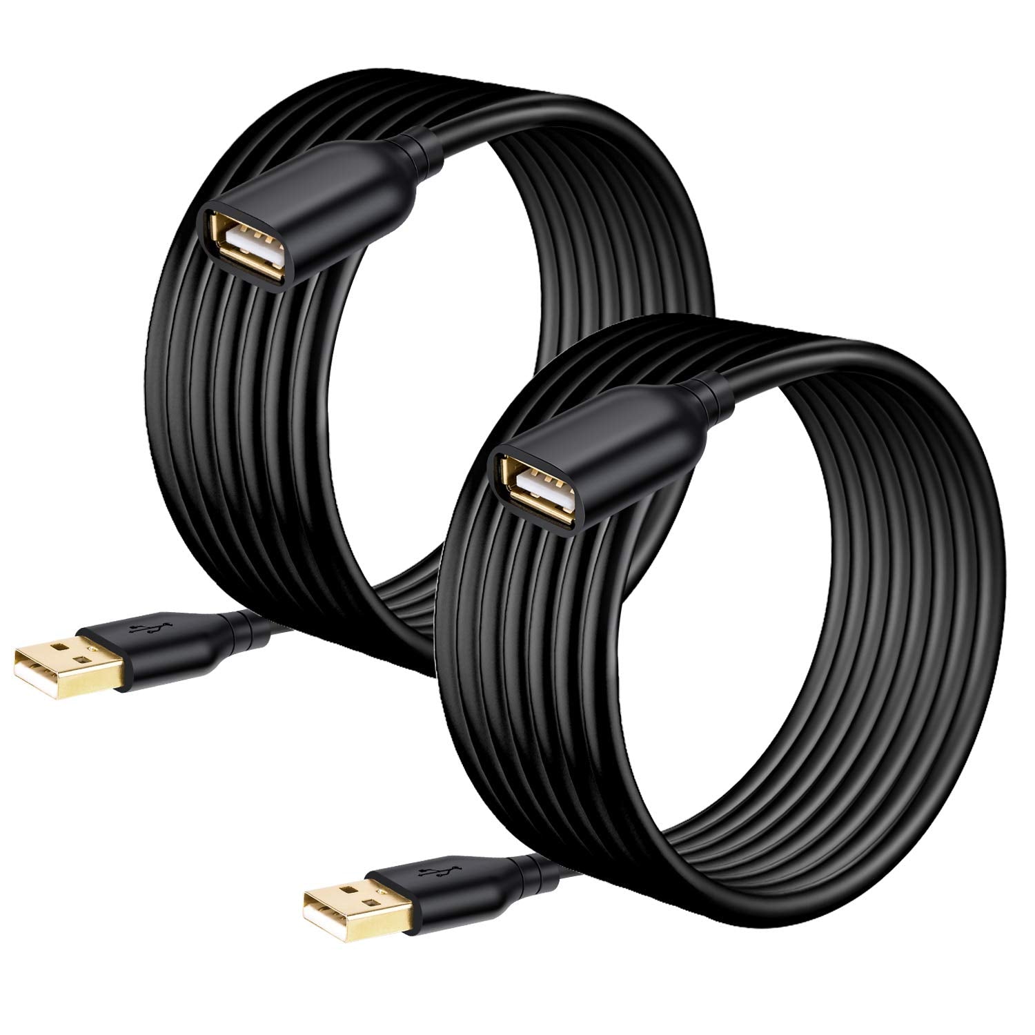 Costyle Usb Extension Cable 15Ft, 2 Pack Usb Extender Cable Type A Male To Female Usb 2.0 Extension Cord With Gold Plated Connectors For Usb Keyboard,Mouse,Security Camera,Flash Drive,Hard Drive