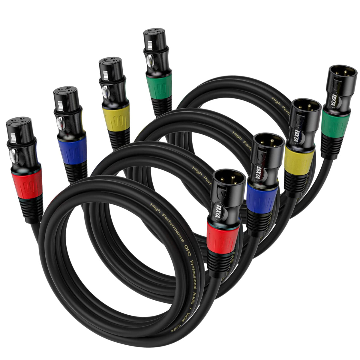 Ebxya Xlr Cables 3Ft 4 Packs   Standard Xlr Male To Female Microphone Cable With 3 Pin Balanced Shielded Xlr Speaker Cable