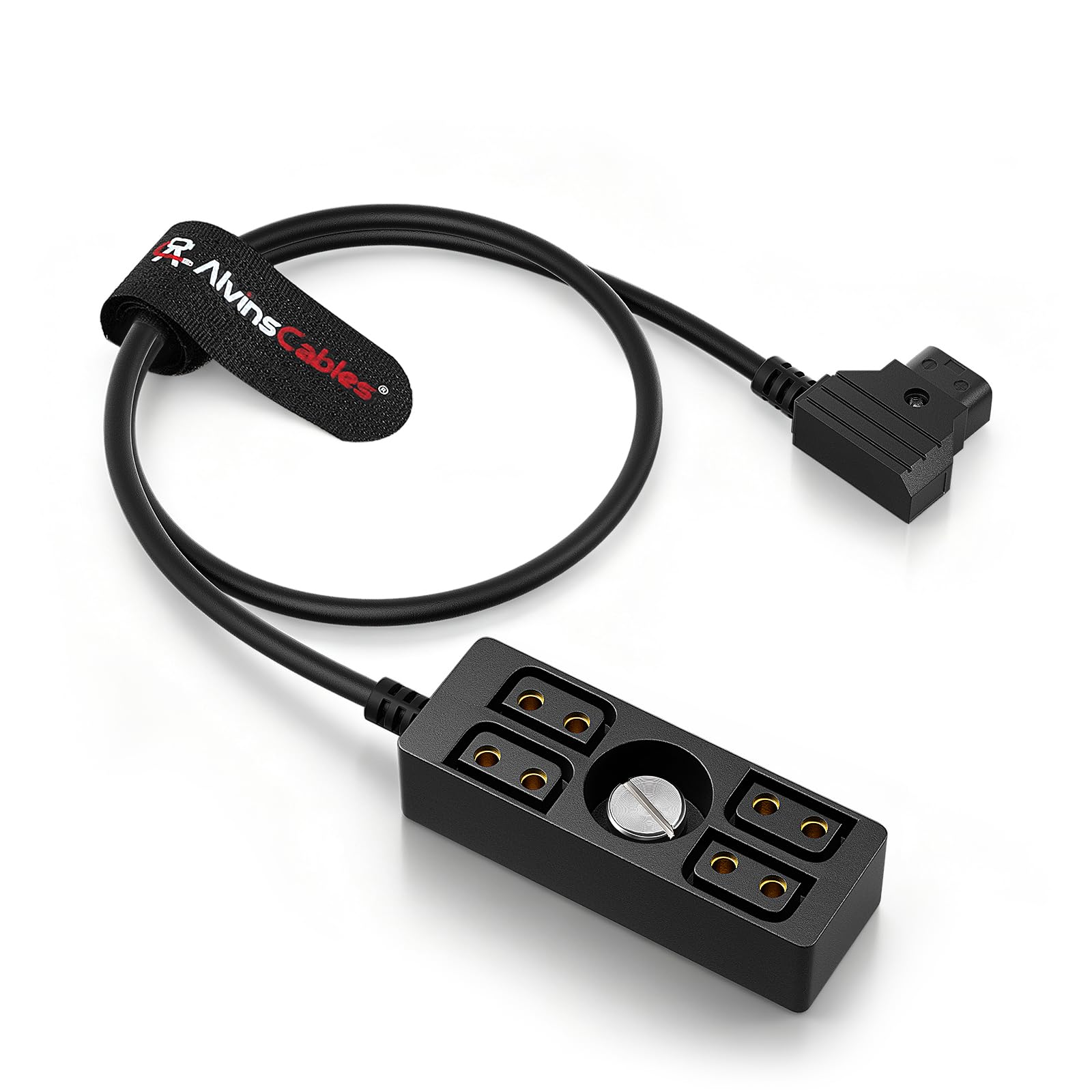 Alvins Cables Dtap Splitter with Screw Power Cable for VMount|GoldMount Battery, Dtap Male to 4 Port D Tap Female Splitter Hu