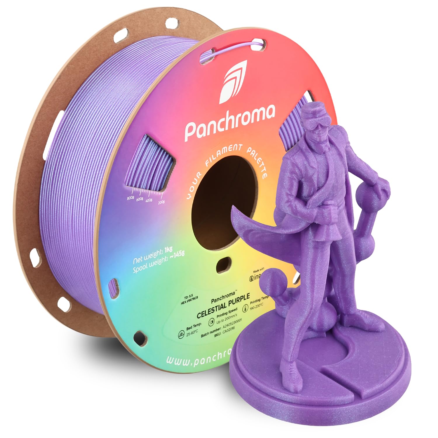 Polymaker Panchroma Celestial PLA Filament, Celestial Purple 1.75mm 3D Printing Filament, Shiny Glittering 3D Printer PLA Filame