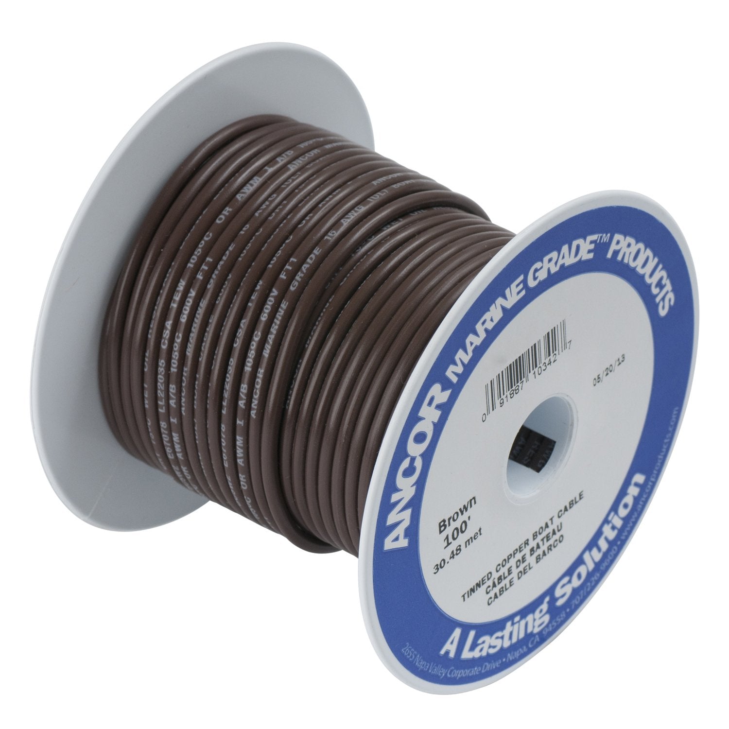 Ancor 106299 Tinned Copper Wire, 12 AWG (3mm2), Brown - 1000ft