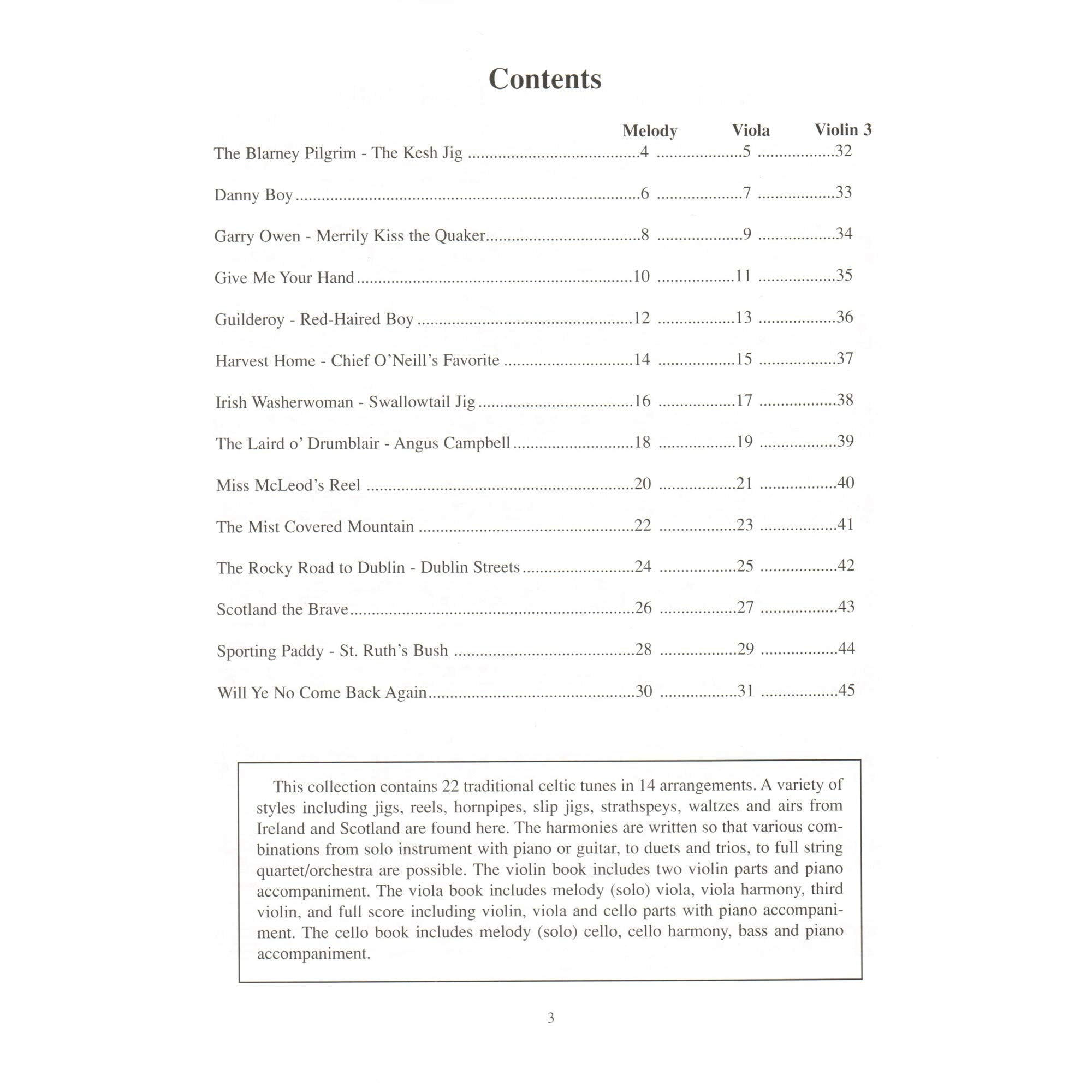 Celtic Fiddle Tunes For Solo And Ensemble   Viola, Violin 3 &