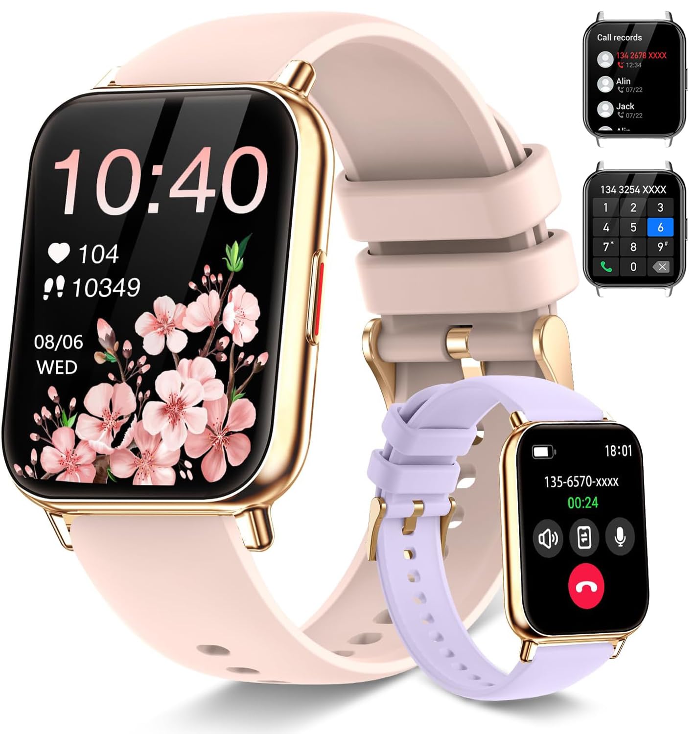 Smart Watch for Women(Answer/Dial Calls) 1.85 HD AI Voice Smartwatch with Fitness Tracker/Step Counter/Heart Rate Sleep Monitor,