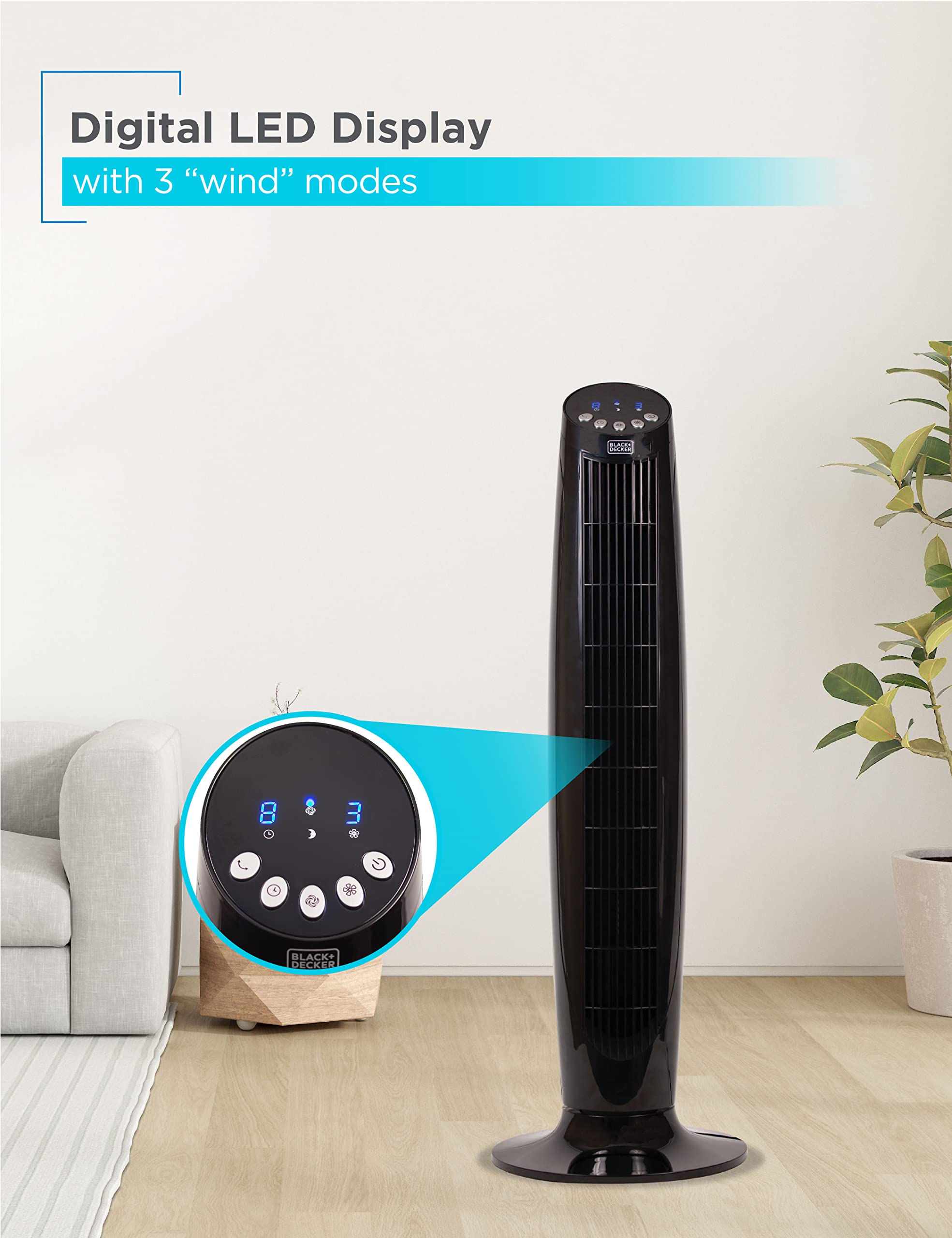 Black+Decker Bftr36B 36 In. Quiet Digital Tower Fan With Remote