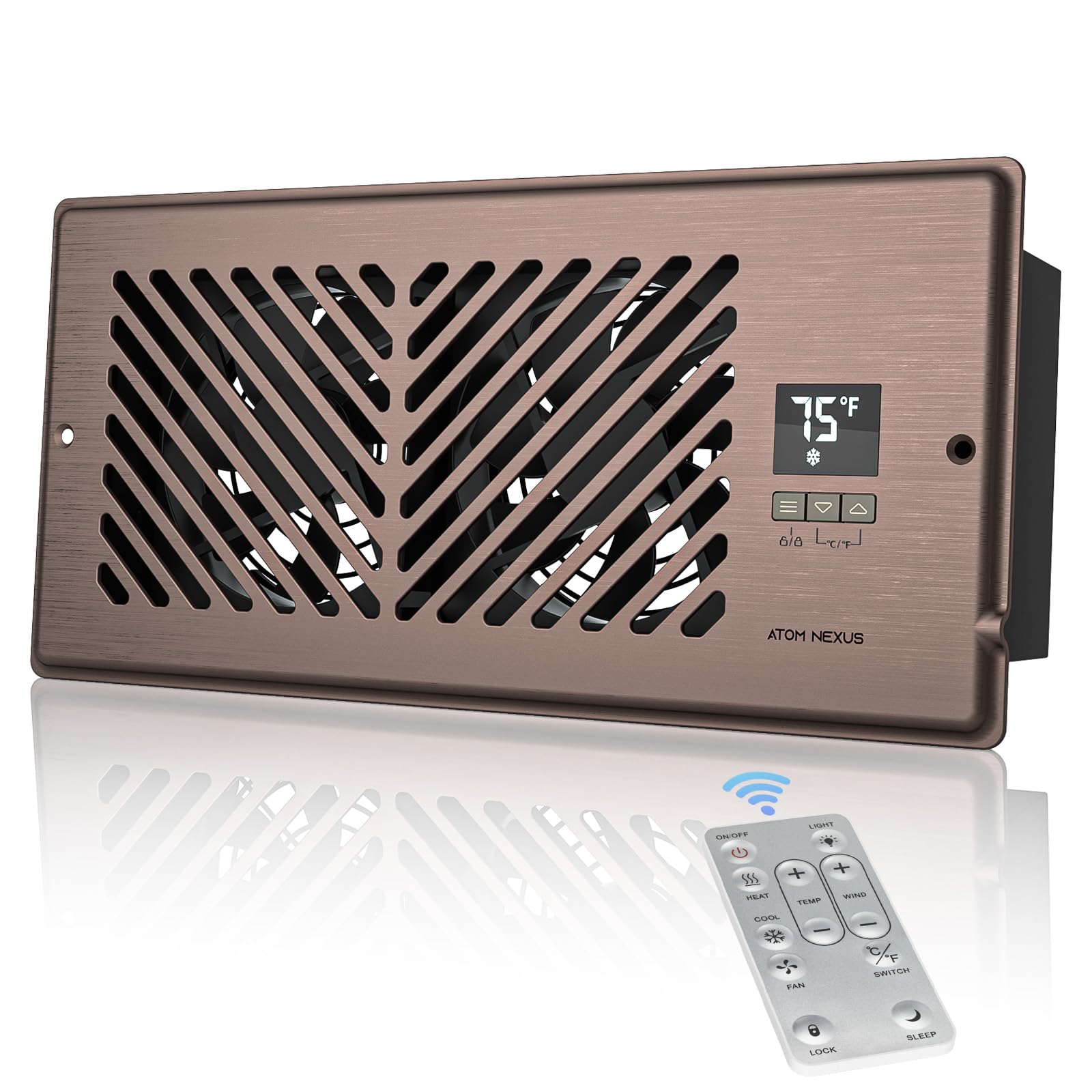 Atom Nexus Quiet Register Booster Fan Fits 4   X10    Register Holes, Smart Vent Booster Fan With Thermostat Control & Remote Co