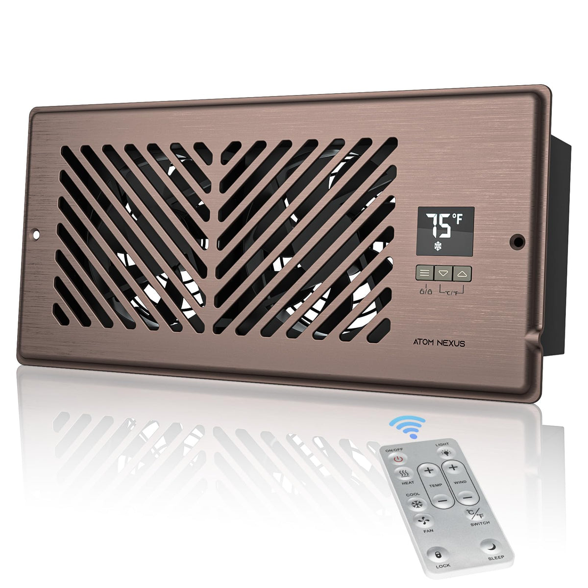 Atom Nexus Quiet Register Booster Fan Fits 4   X10    Register Holes, Smart Vent Booster Fan With Thermostat Control & Remote Co
