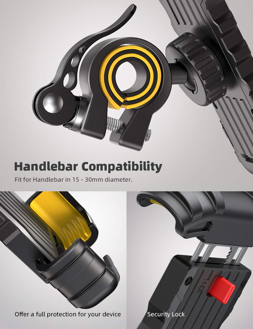 Lamicall Bike Phone Holder, Motorcycle Phone Mount - Adjustable Motorbike Phone Holder For Iphone 15 14 13 12 Pro Max Mini, 11 P