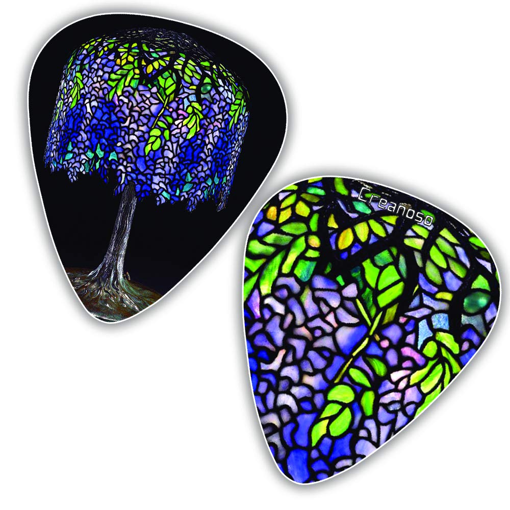 Creanoso Tiffany Stained Glass Famous Art Guitar Picks (12 Packs)  Cool Guitar Picks For Men Women   Stocking Stuffers Mom Dad B