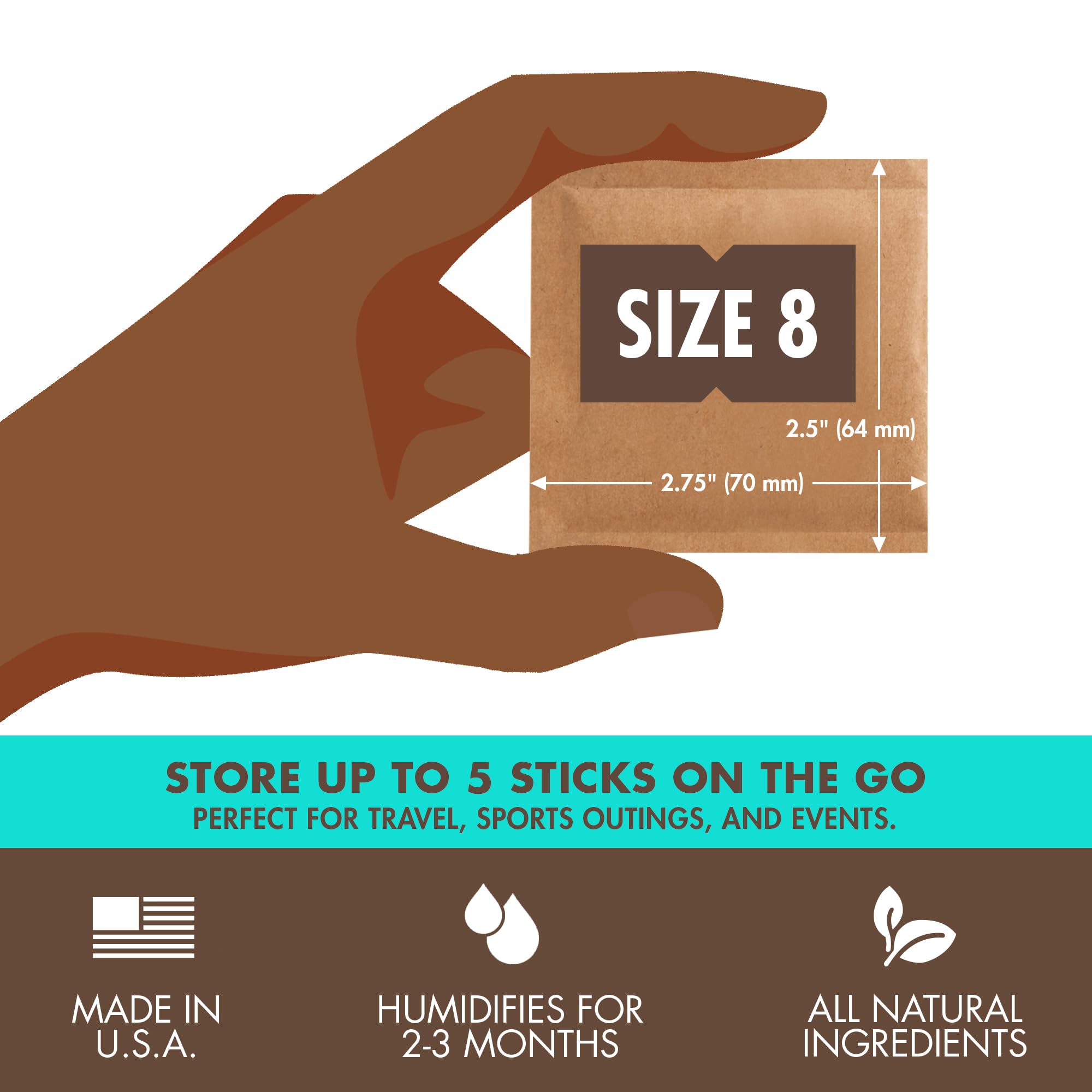 Boveda 75% Two Way Humidity Control Packs For Storing Up To 5 Items   Size 8   10 Pack   For Small Non Plastic Travel Cases   Mo