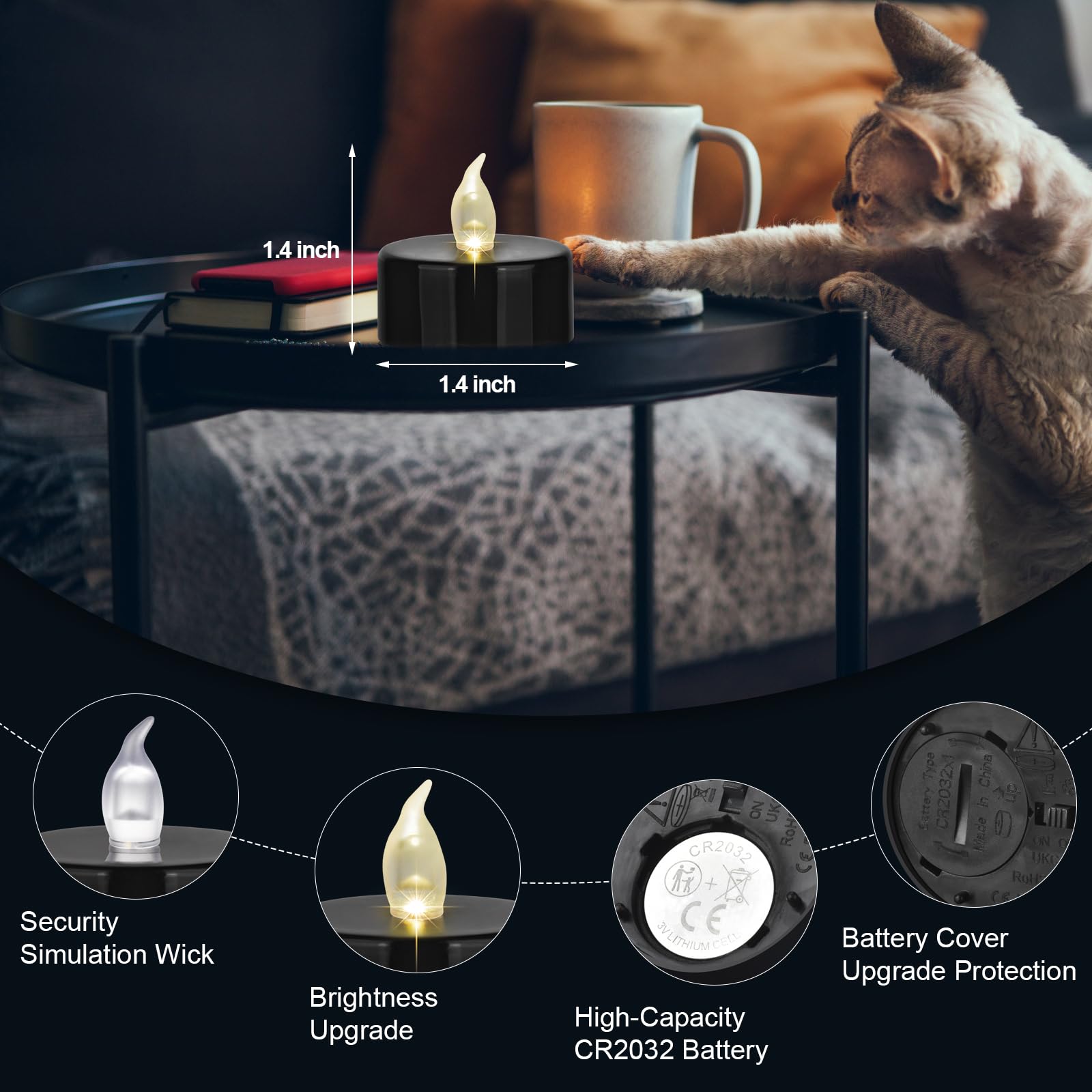 Battery Operated Led Tea Lights: 50Pack Flameless Votive Candles Lamp Realistic And Bright Flickering Holiday Gift Long Lasting