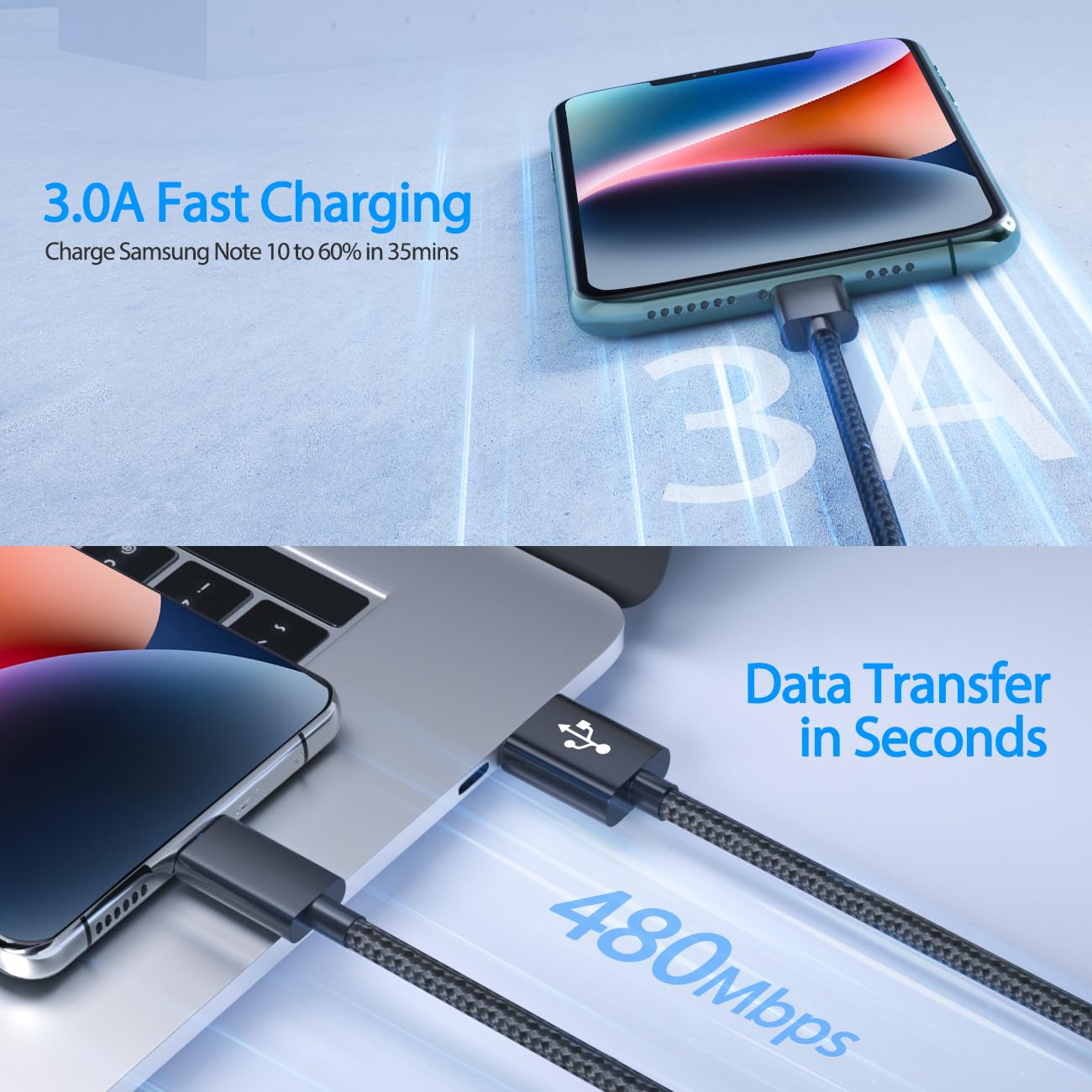 Voty ?2-Pack 6Ft Usb-C Charger Cable For Motorola Moto G Fast/G Power/G Stylus,Moto G8 G7,G7 Play,G7 Plus,G7 Power G6,G6 Plus X4