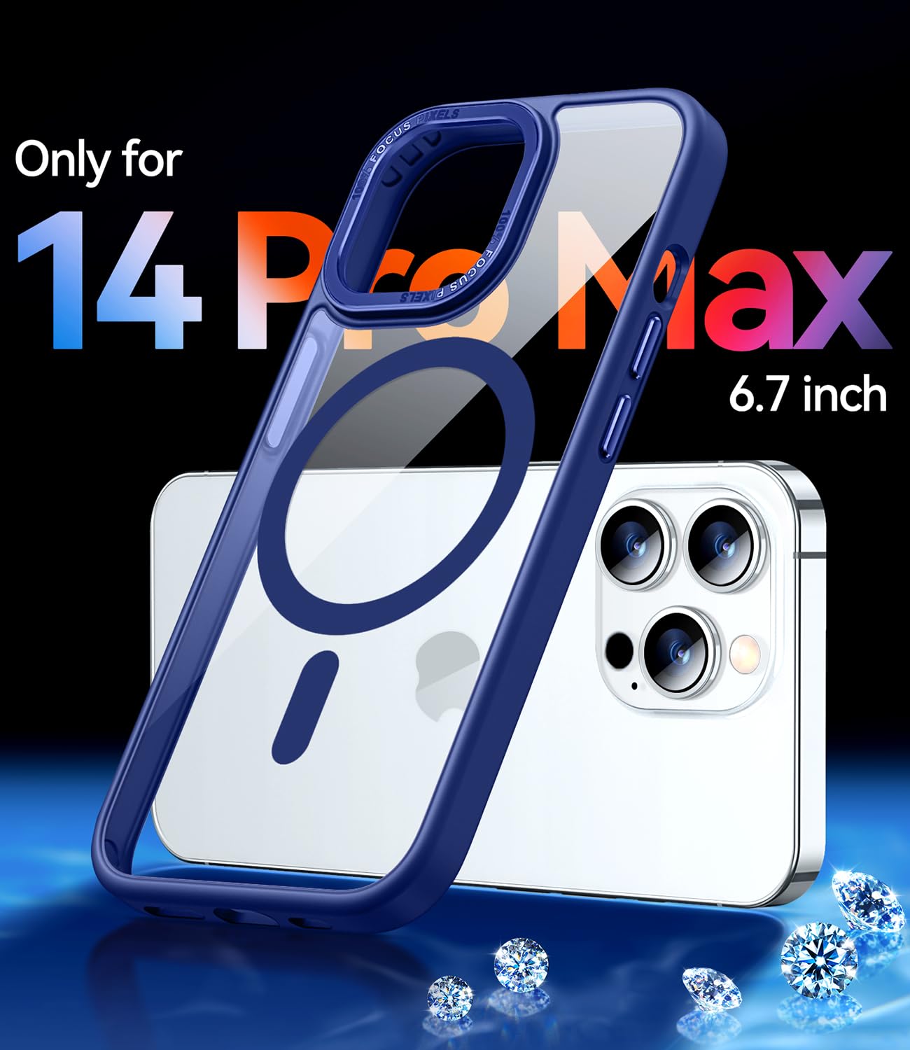 Canshn Clear Magnetic Compatible With Iphone 14 Pro Max Case [Not Yellowing] [Compatible With Magsafe] Slim Thin Shockproof Prot