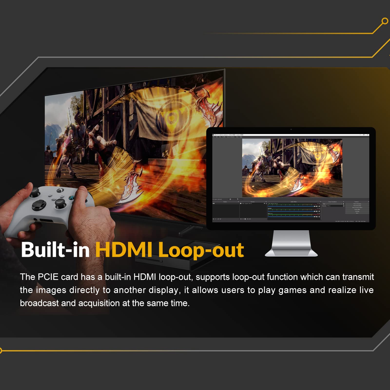 Avmatrix Vc12 4K Pcie Capture Card 4K For Game Livestream And Record In 4K60 Uhd With Ultra Low Latency On Ps5 Ps4/Pro Xbox Seri