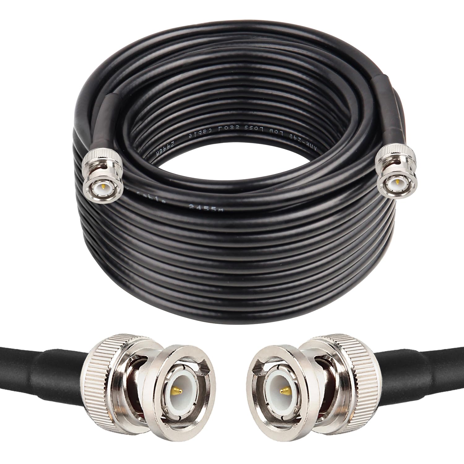 MOOKEERF RG8X BNC Male to BNC Male Coaxial Cable 40FT 50 ohm Ultra Low Loss for Antenna, RF Radio, Modem, Oscilloscope, Spectrum