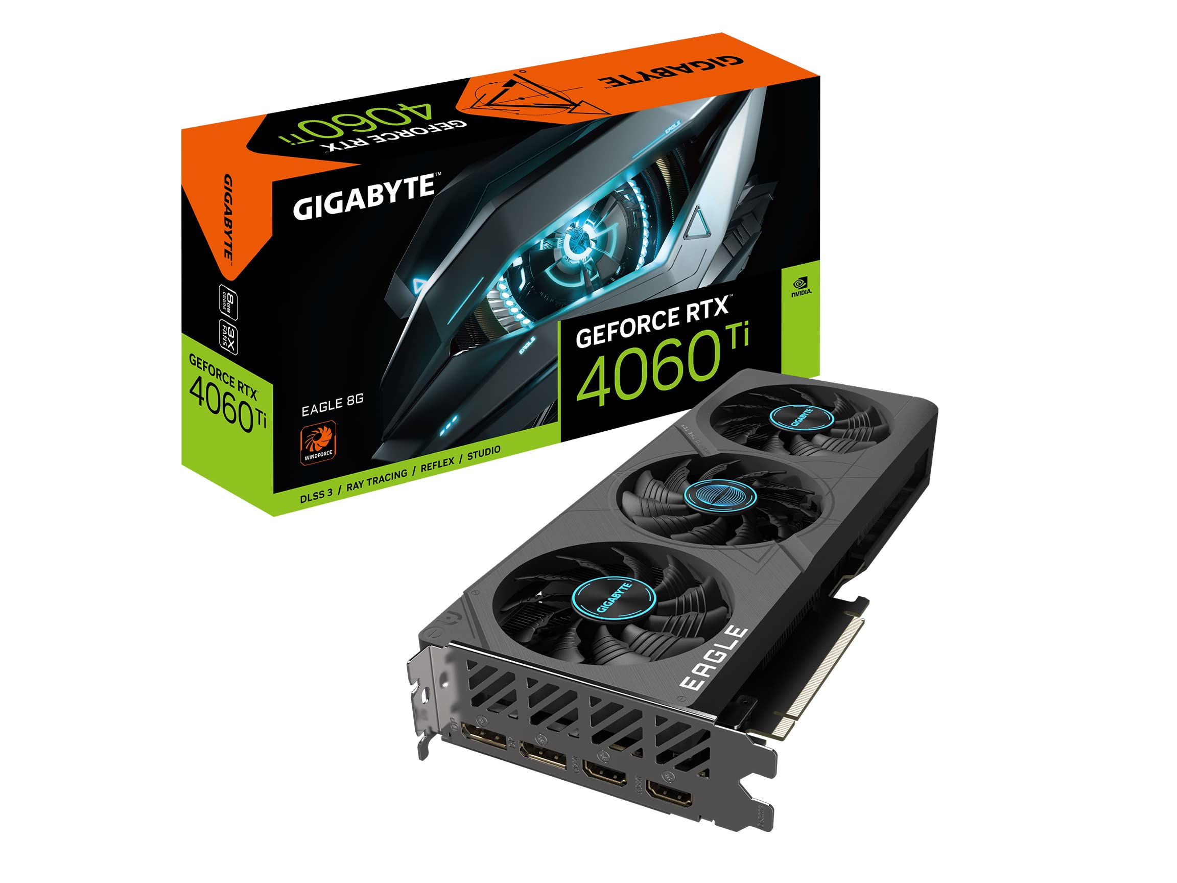 GIGABYTE GVN406TEAGLE8GD GeForce RTX 4060 Ti Eagle 8G Graphics Card, 3X WINDFORCE Fans, 8GB 128bit GDDR6, Video Card
