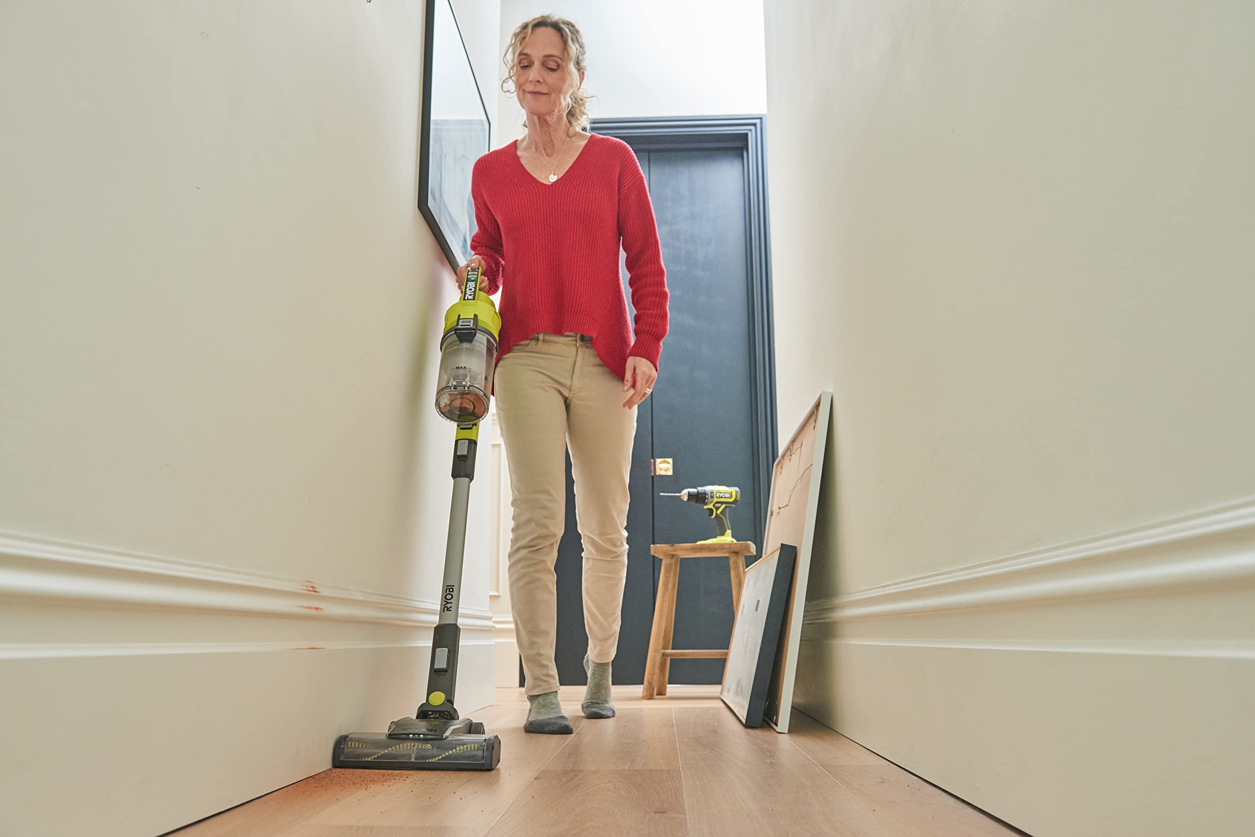 Ryobi 18 V One+ Rsv18 0 Cordless Floor Vacuum Cleaner (30 Airwatt Suction Power, 820 L/Min Airflow, 24 Cm Wide Floor Nozzle, Wit