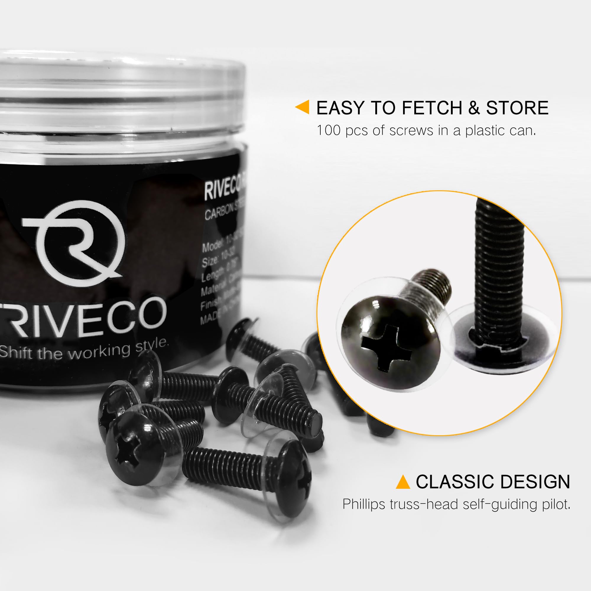 Riveco 10 32 Rack Screws For Server Cabinets & Racks Mounting Network Equipment 100 Pieces Black