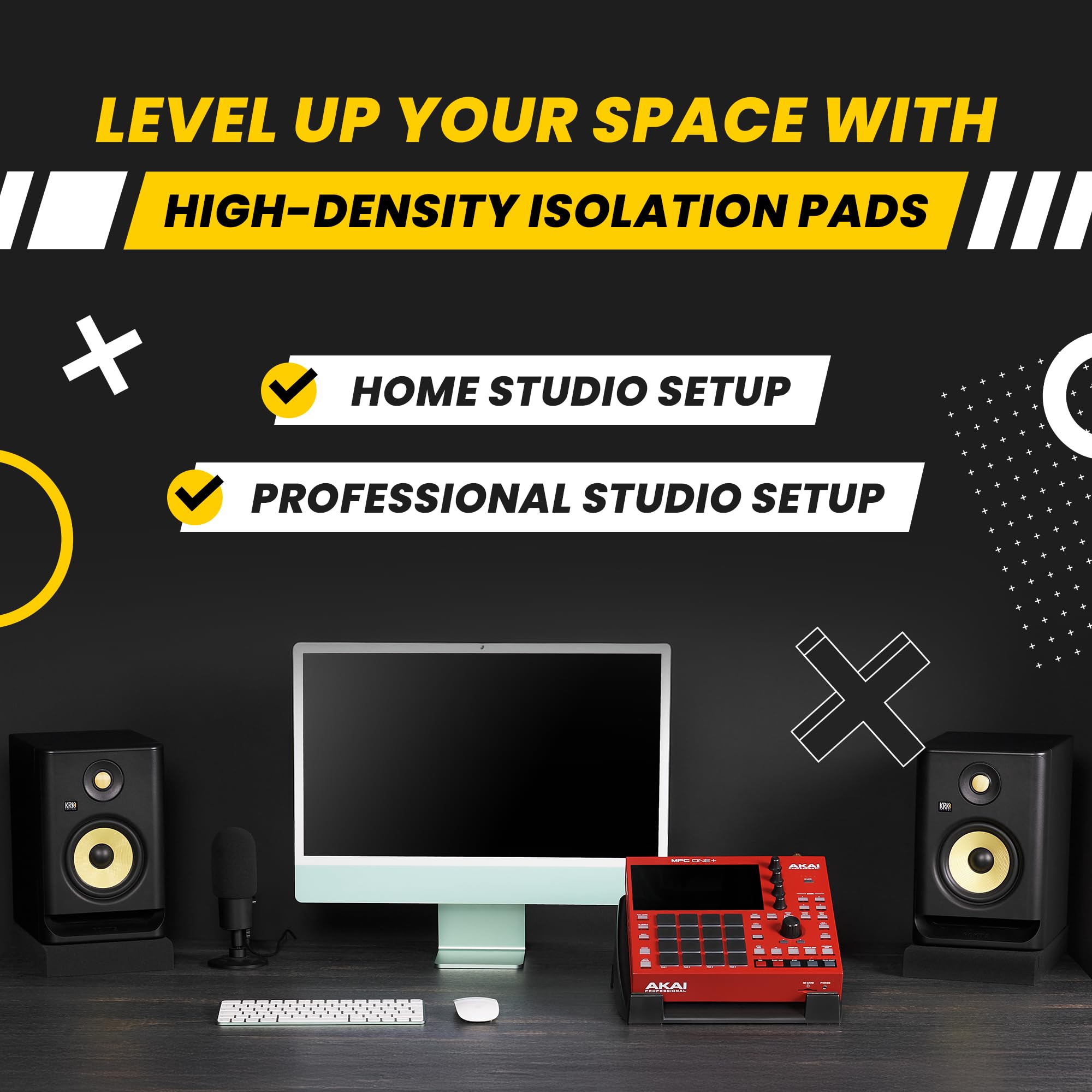 Sound Addicted   Studio Monitor Isolation Pads Suitable For 6.5, 7 And 8 Inches Large Speakers  Reduce Vibrations And Fits Most