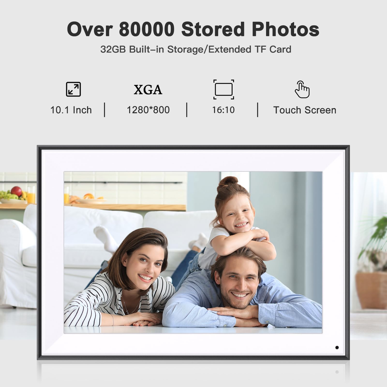 10.1'' Digital Picture Frame Smart Digital Photo Frame   Ips Touch Screen, Auto Rotate, Slideshow, Load Photo Video From Phone T