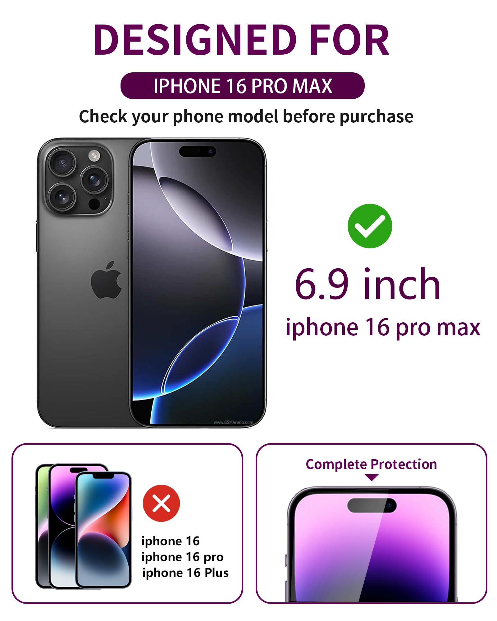 Ifaeveus 2 Pack Privacy Screen Protector For Iphone 16 Pro Max Tempered Glass For 16 Promax 6.9Inch Private Saver Anti Spy Anti