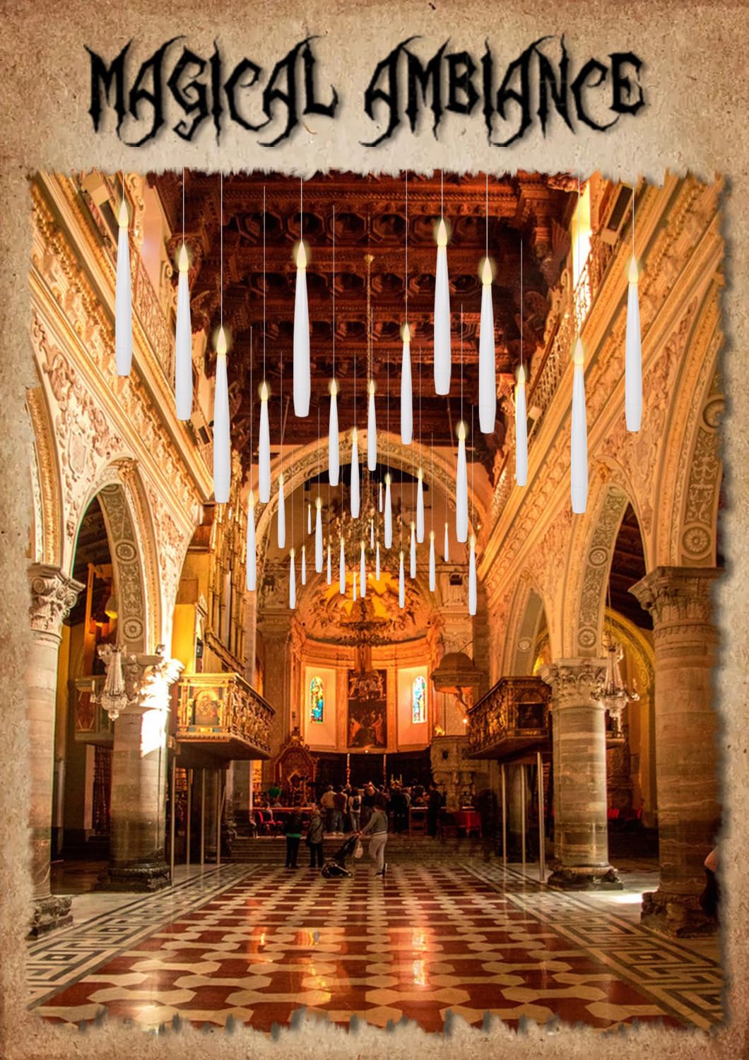 Genswin 22Pcs Flameless Floating Candle With Magic Wand Remote Timer, Battery Operated Hanging Window Candles Flickering, 6.1 Le