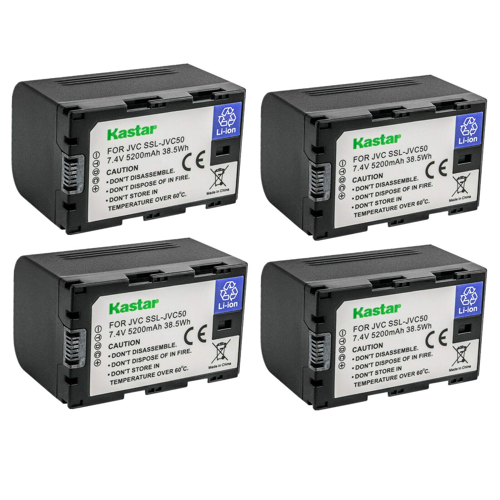 Kastar 4-Pack Battery Replacement for JVC SSL-JVC50, SSL-JVC70, SSL-JVC75, BN-S8I50 Battery, JVC GY-HM600EC, GY-HM620U, GY-HM650
