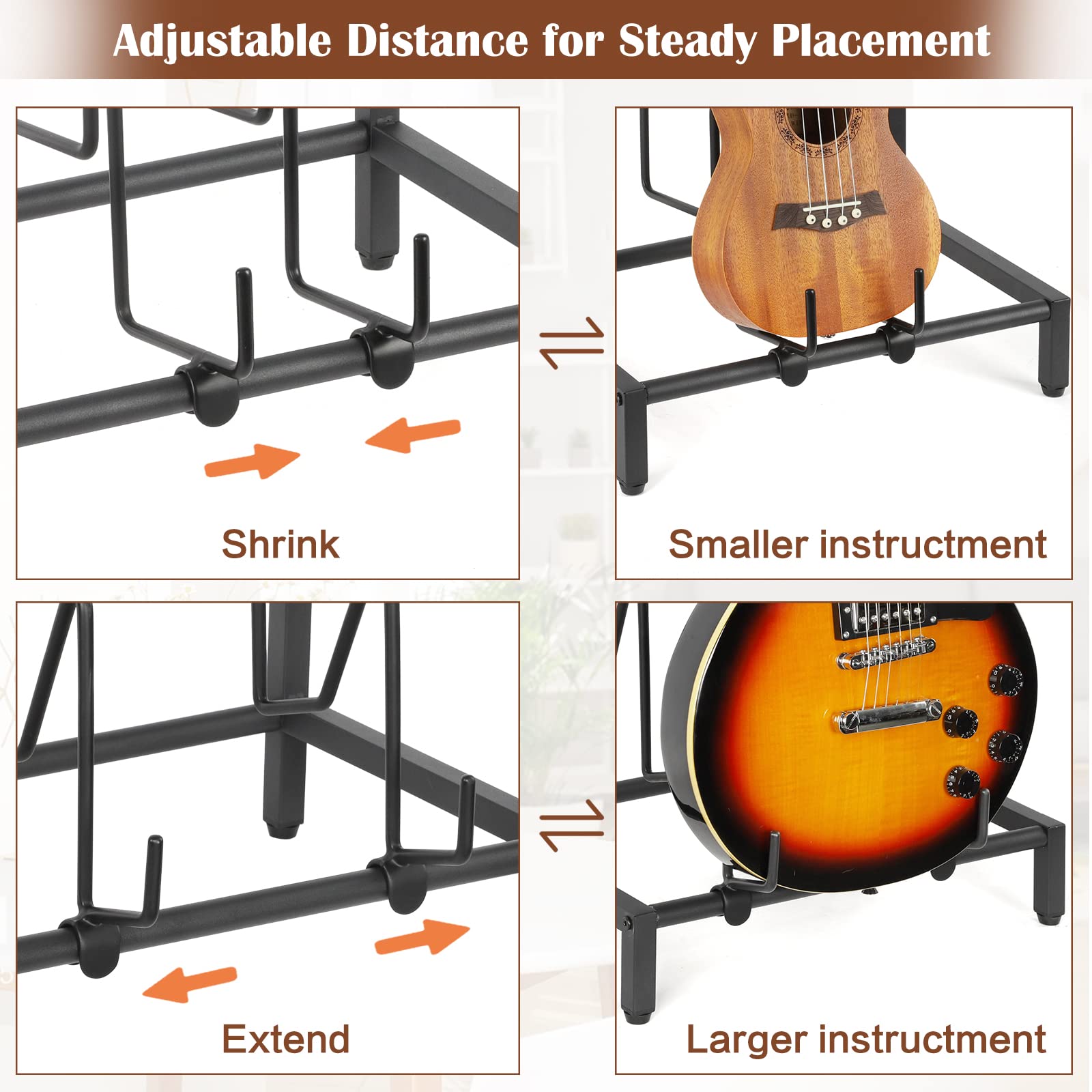 Bikoney Guitar Stand 5 Tier For Acoustic, Electric Guitar, Bass, Guitar Rack Holder Floor Adjustable For Multiple Guitars, Guita