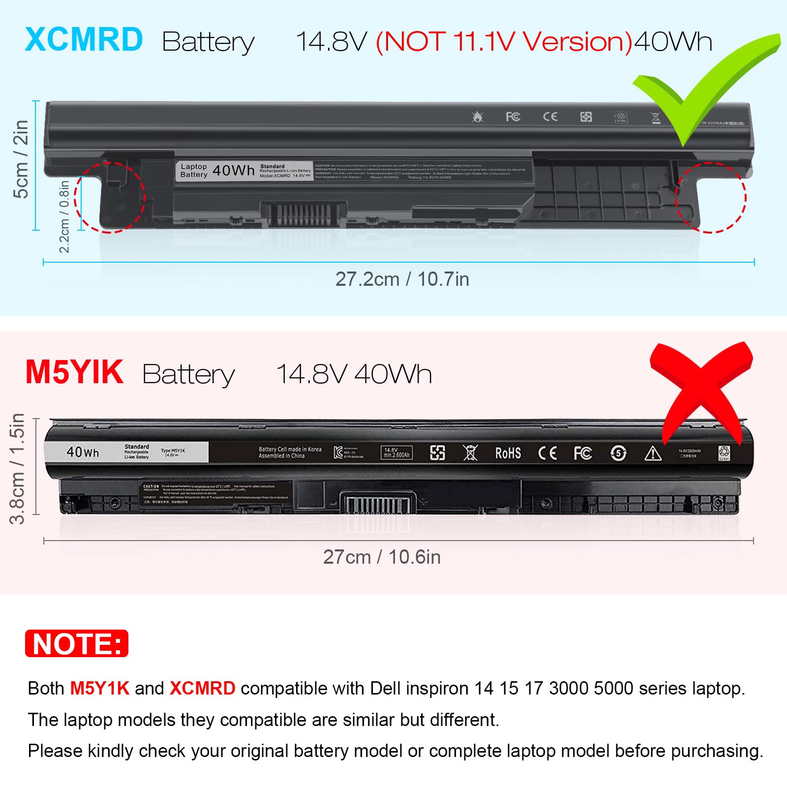 Fancy Buying 40Wh Xcmrd Fw1Mn 4Wy7C Battery For Dell 15 3000 3542 3543 3531 3541 3521 3537 15R 5537 5521 17 3737 3721 17R 5737 1