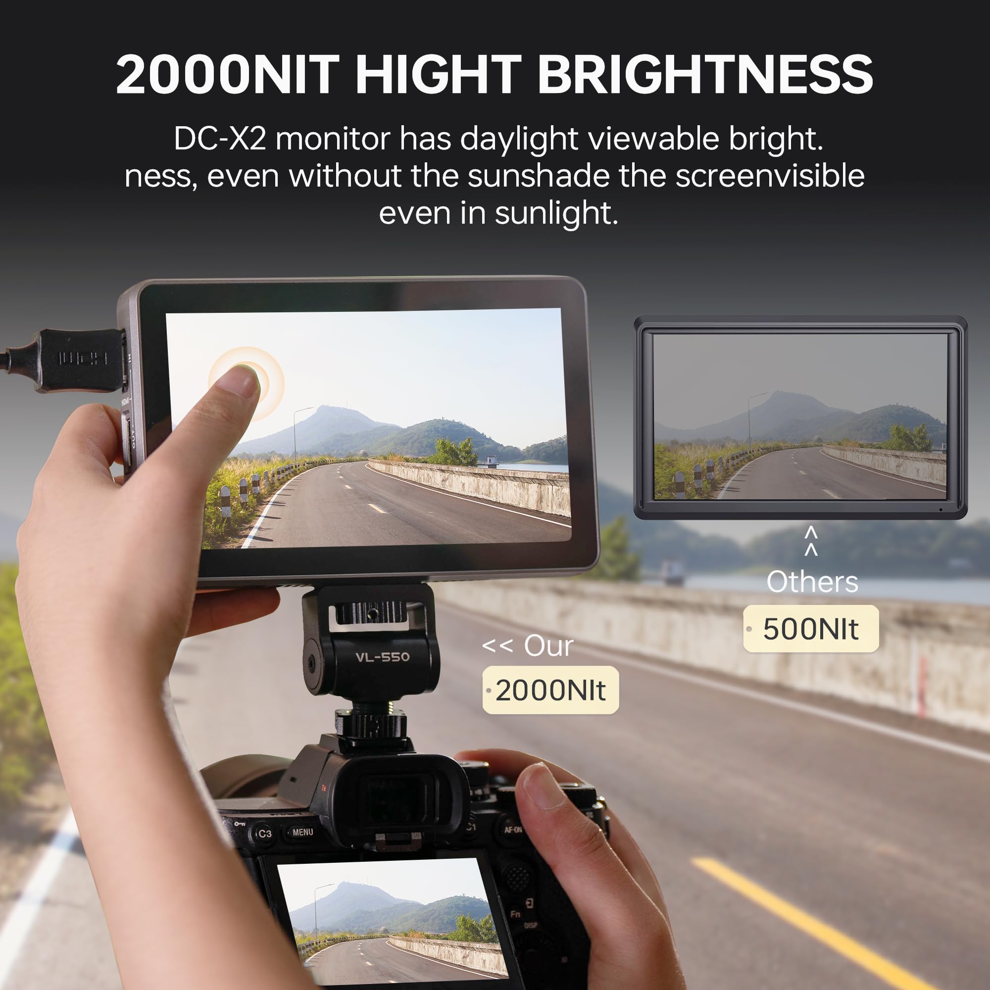 Viltrox Dc-X3 6 Inch Touchscreen Camera Field Monitor, Professional Photographic Monitor 4K Hdmi 1.4 / 3G-Sdi, 2000 Nits, Camera