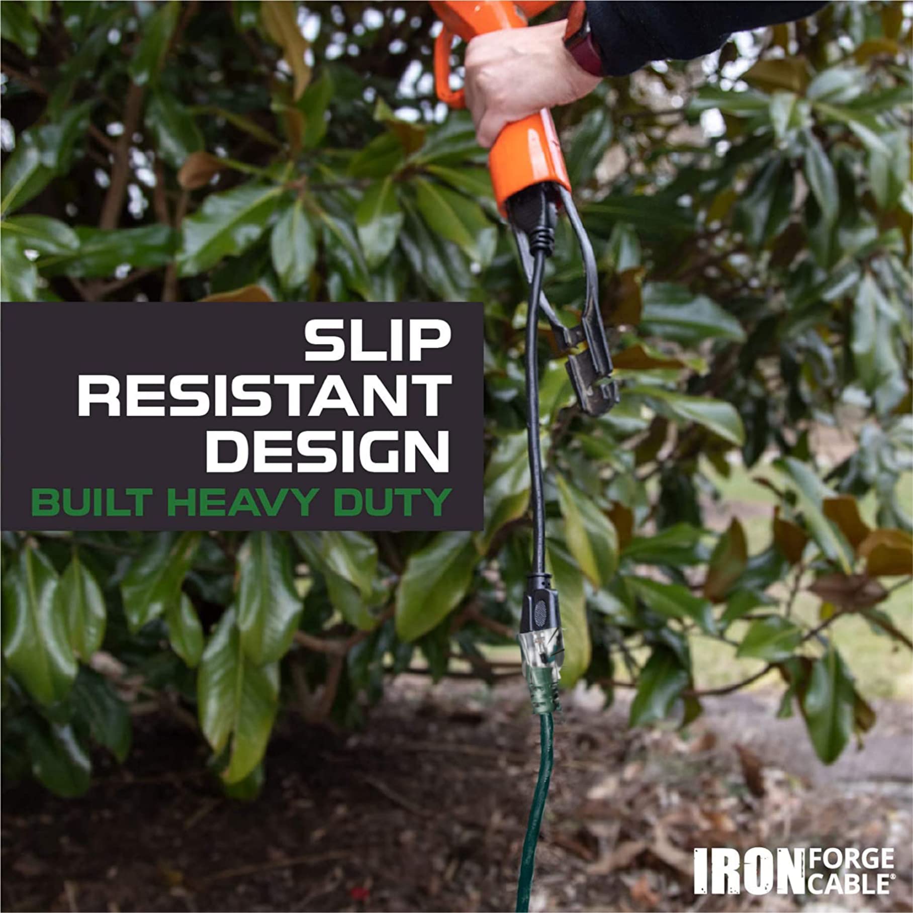 Iron Forge Cable 50 Foot Outdoor Extension Cord,12/3 Sjtw Heavy Duty Green Extension Cable With 3 Prong 50 Ft, Weatherproof Cord