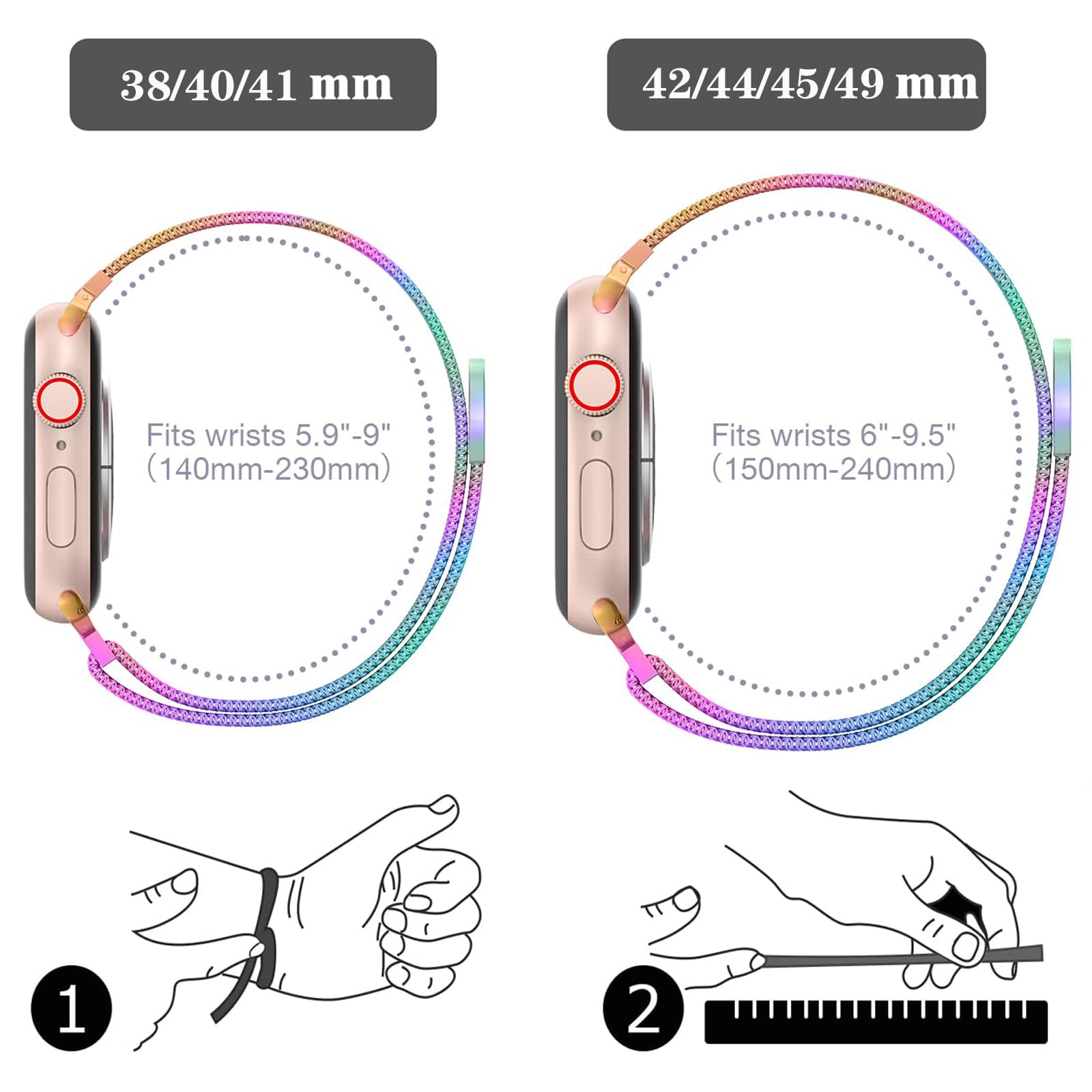 Magnetic Band And Case For Apple Watch Ultra/2 Band 49Mm 46Mm 45Mm 44Mm 42Mm 41Mm 40Mm 38Mm Women/Men,Stainless Steel Milanese L